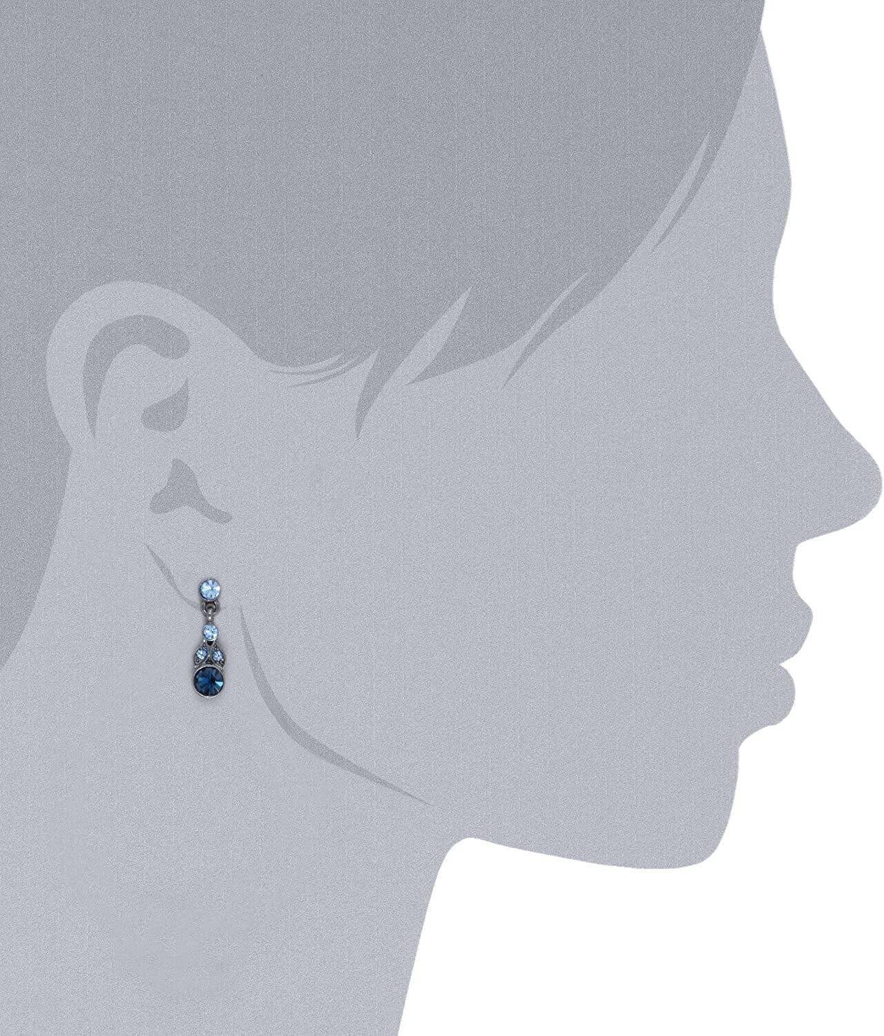 1928 Light Sapphire & Montana Blue Euro Crystal Drop Earrings for Women – Elegant Dangle Earrings for Parties, Weddings & Special Occasions