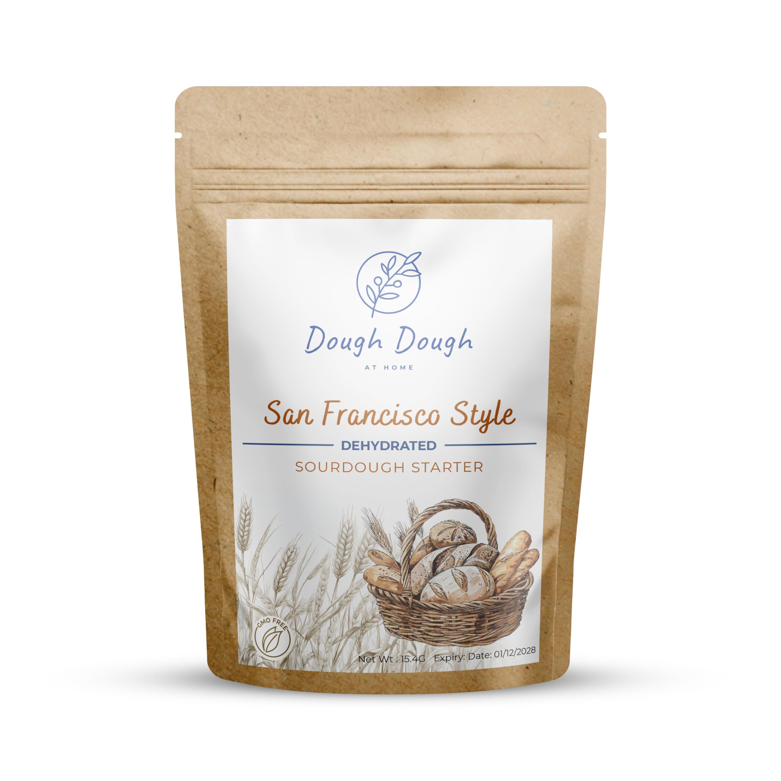 San Francisco Style Sourdough Starter Kit - Dehydrated 15.4g | Non-GMO Heirloom Live Culture | Artisan Bread Baking at Home | Perfect for Homemade Loaves, Pizza Dough & Pastries