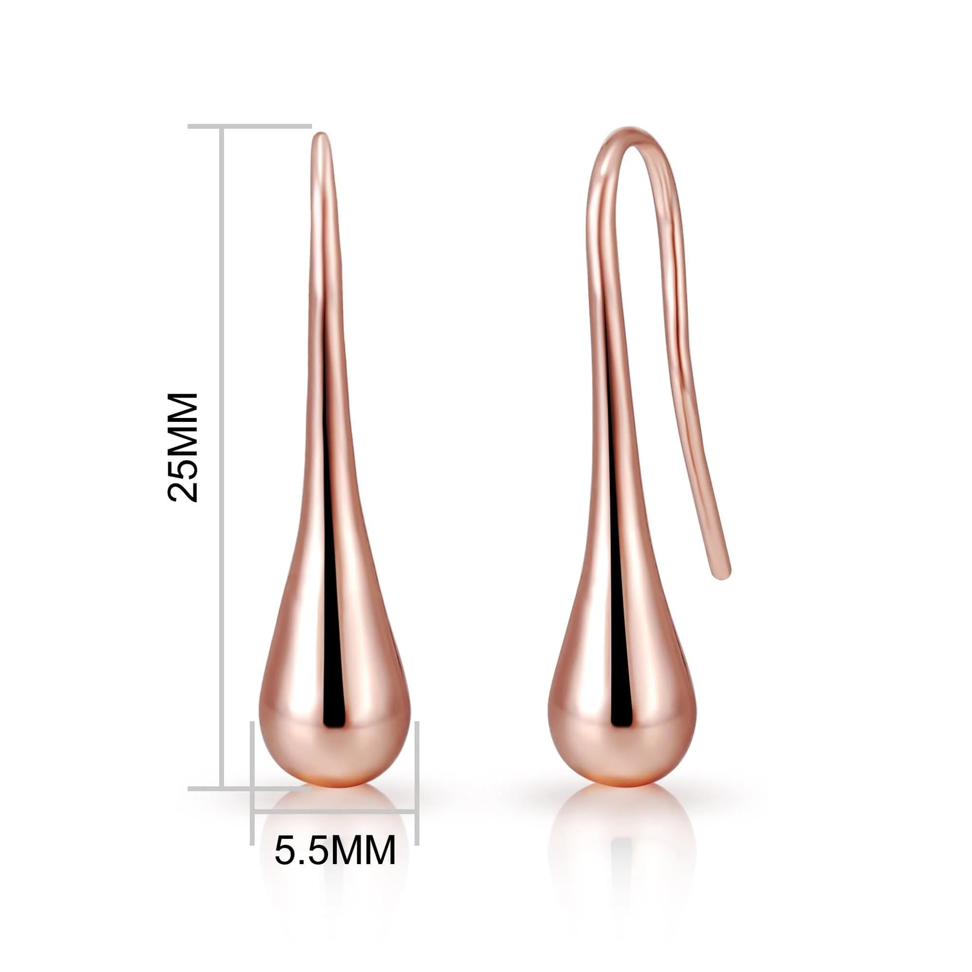 Philip Jones Rose Gold Plated Teardrop Earrings for Women - Elegant Dangle Drop Earrings for Party, Wedding & Everyday Wear