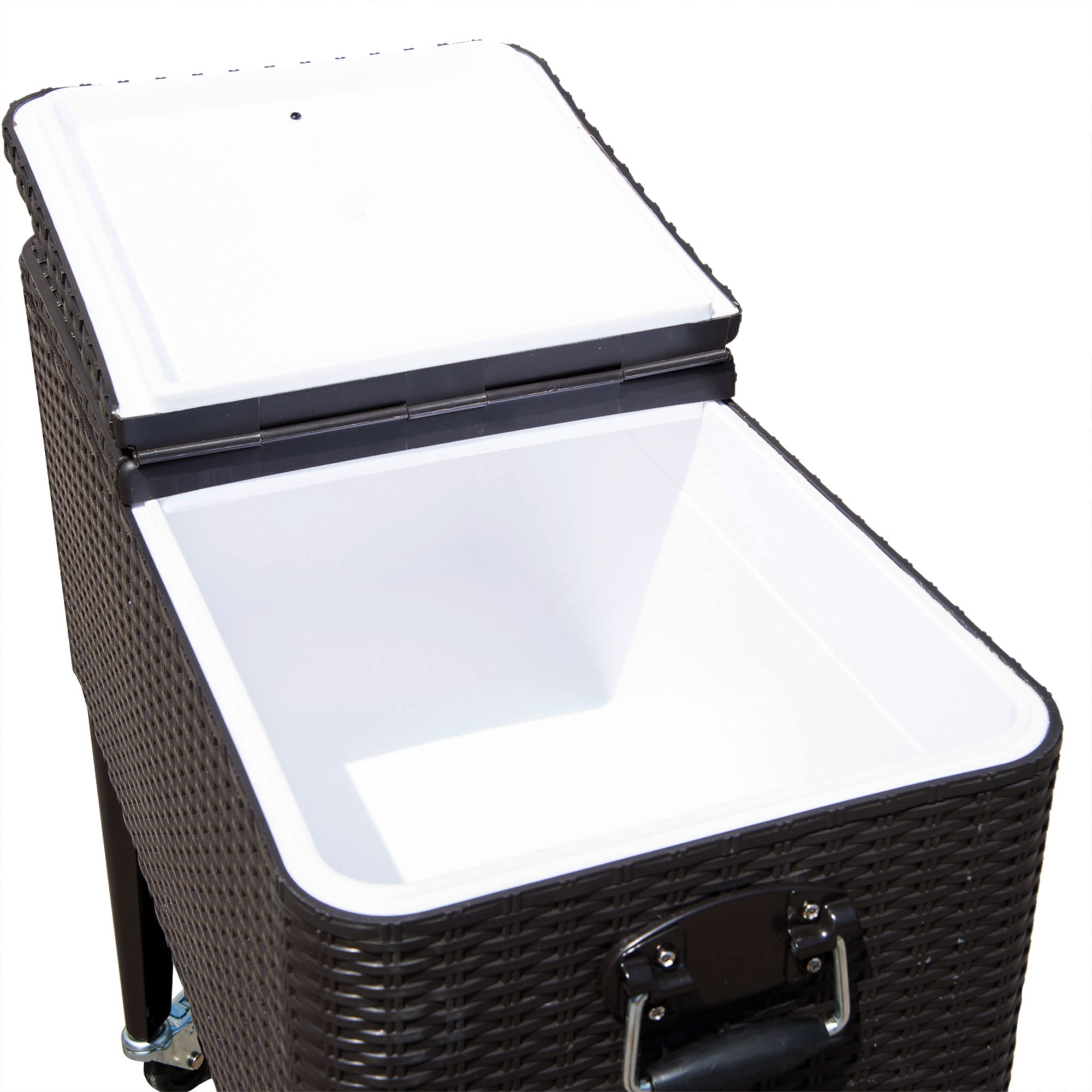 Outsunny 80 Quart Rolling Cooler with Wheels - Portable Ice Chest for Camping, Beach, BBQ & Outdoor Parties - Heavy Duty Drink Cooler Cart in Dark Brown