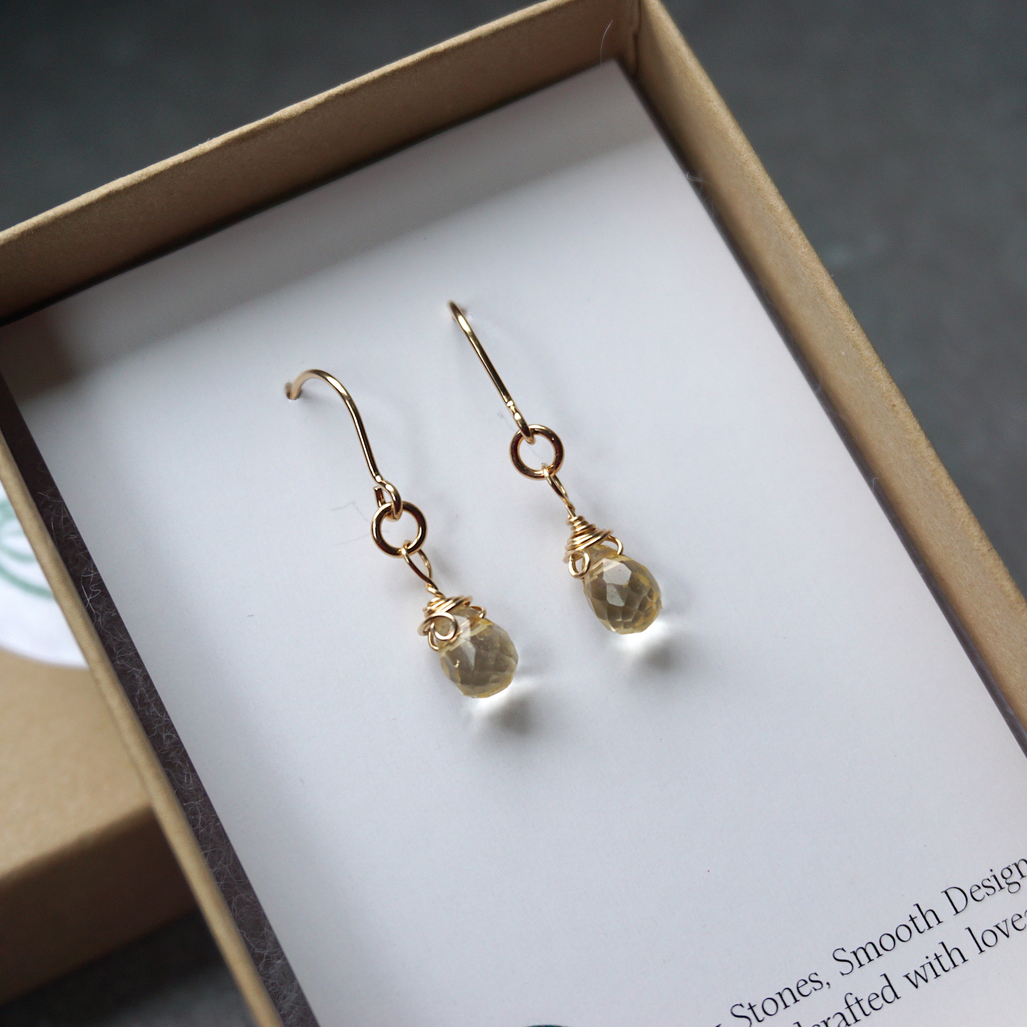 14k Gold Filled Citrine Teardrop Earrings for Women - Elegant Dangle Drop Earrings for Wedding, Party & Everyday Wear