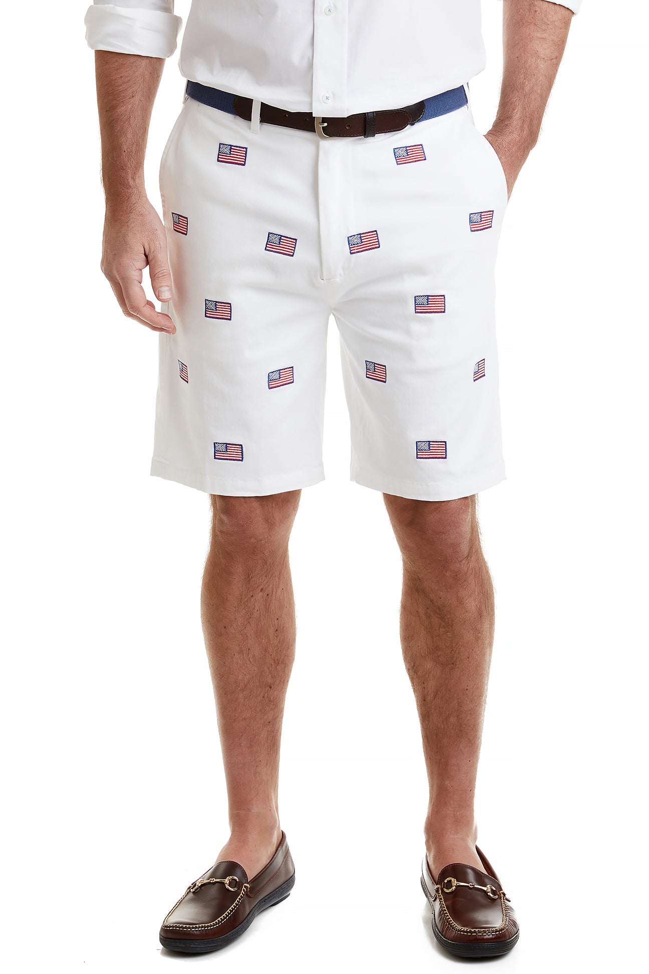 Cisco Short Sleeve Twill White T-Shirt with American Flag - Patriotic Casual Wear for Men & Women - Perfect for 4th of July, BBQ, and Outdoor Events