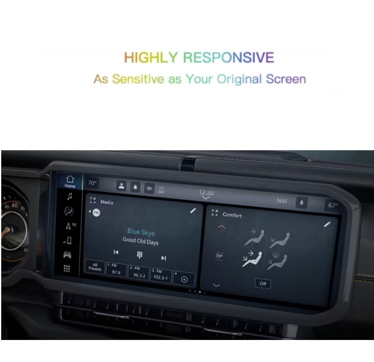 SSSKY Premium 12.3 Inch Screen Protector for 2024 Jeep Wrangler Uconnect 5 System - Anti-Scratch, Shatterproof, HD Clear Touchscreen Protection - Perfect for Off-Road Adventures & Daily Driving