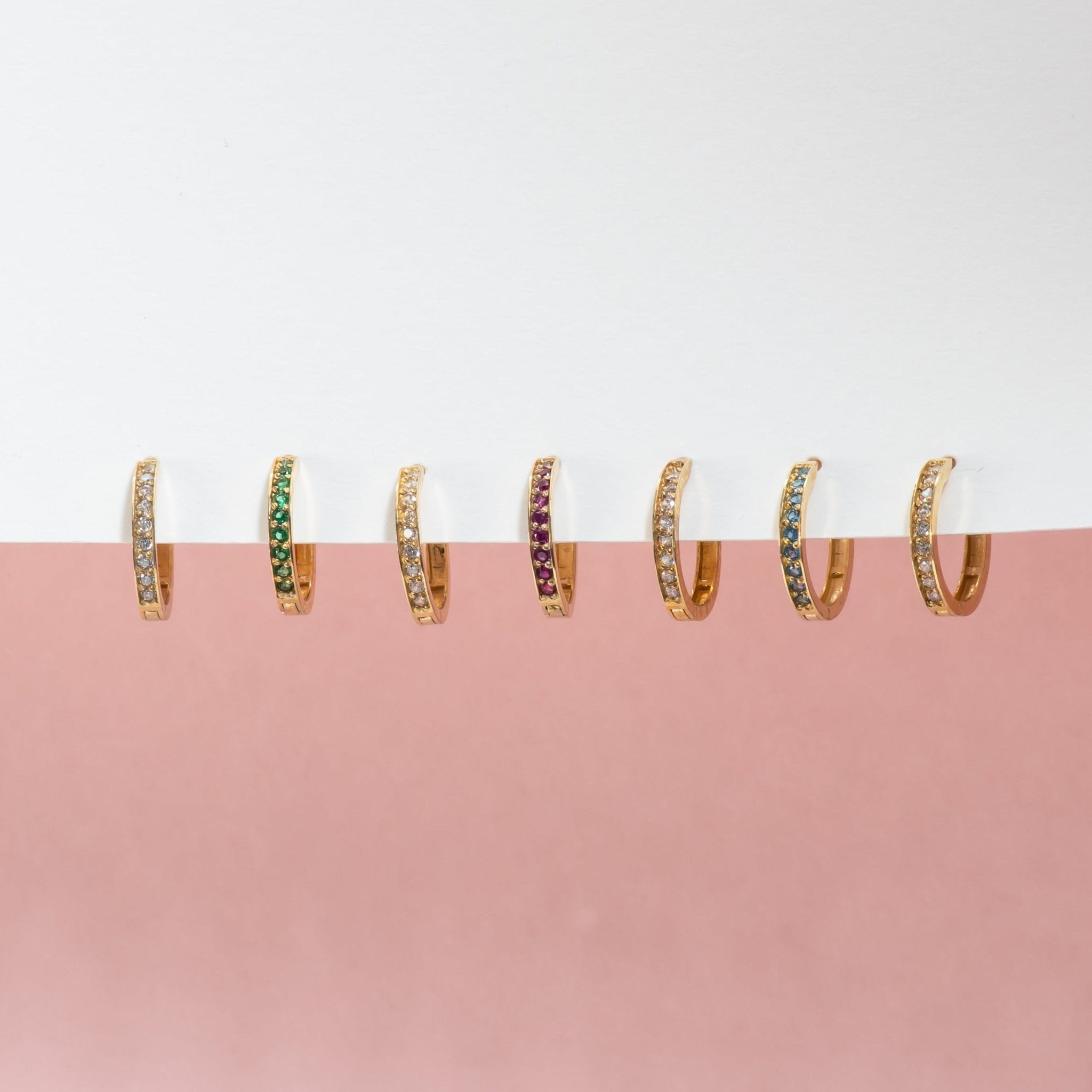 14K Solid Yellow Gold Cartilage Hoop Earrings with Gemstones - Dainty Helix Earrings for Women, Perfect for Everyday Wear & Special Occasions