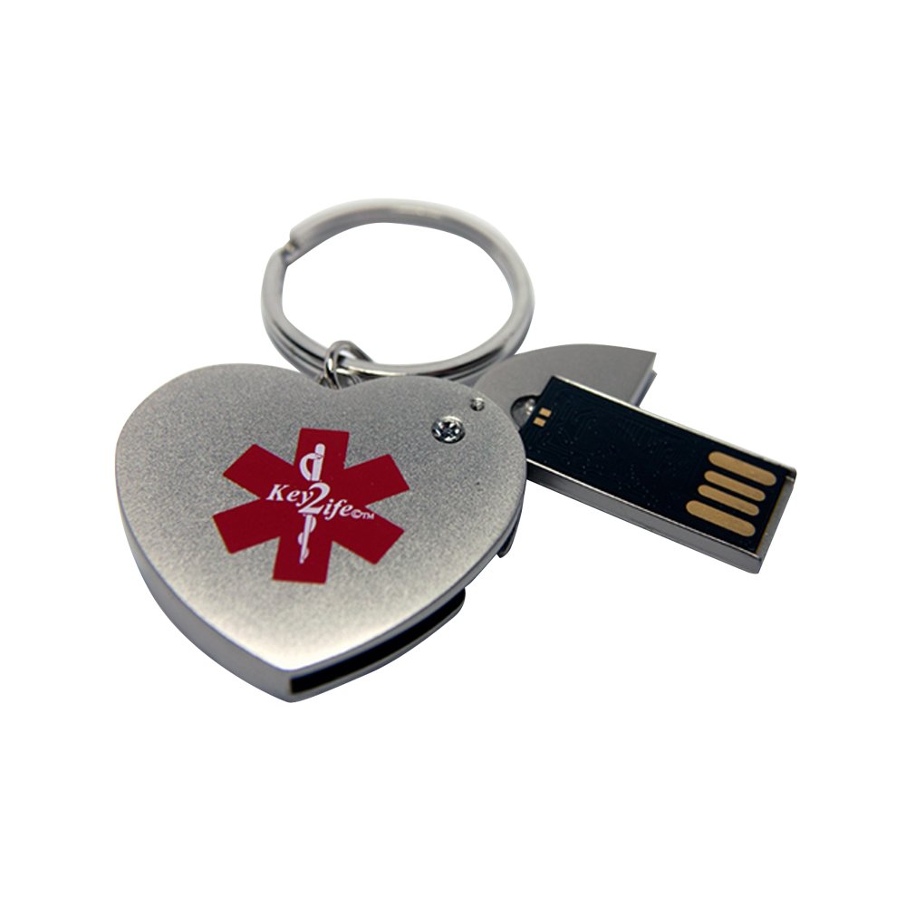 Silver Heart EMR Key Ring - Key2Life for RFID Protection