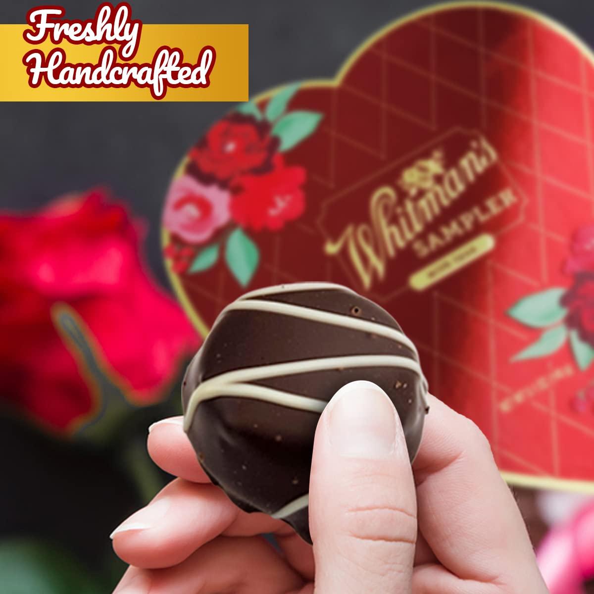 Whitman's Assorted Chocolate Sampler - 5.1oz Premium Milk & Dark Chocolate Gift Box for Mother's Day, Valentine's, Birthdays & Special Occasions - Heart-Shaped Candy Box to Impress Loved Ones - Perfect for Gifting, Celebrations & Sweet Moments (1 Pack)