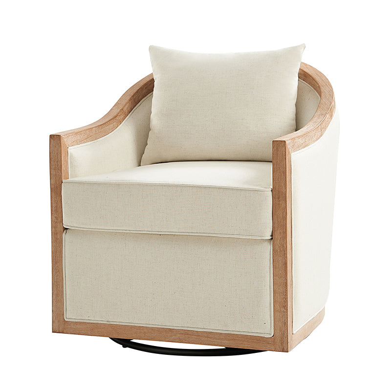 Farmhouse Swivel Chair with Toss Pillows - Percy Jess Cozy Accent Chair for Living Room, Bedroom & Reading Nook - Perfect for Relaxing and Home Decor