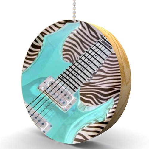 Electric Guitar Zebra Hardwood Oak Fan/Light Pull - Perfect for Home & Stage