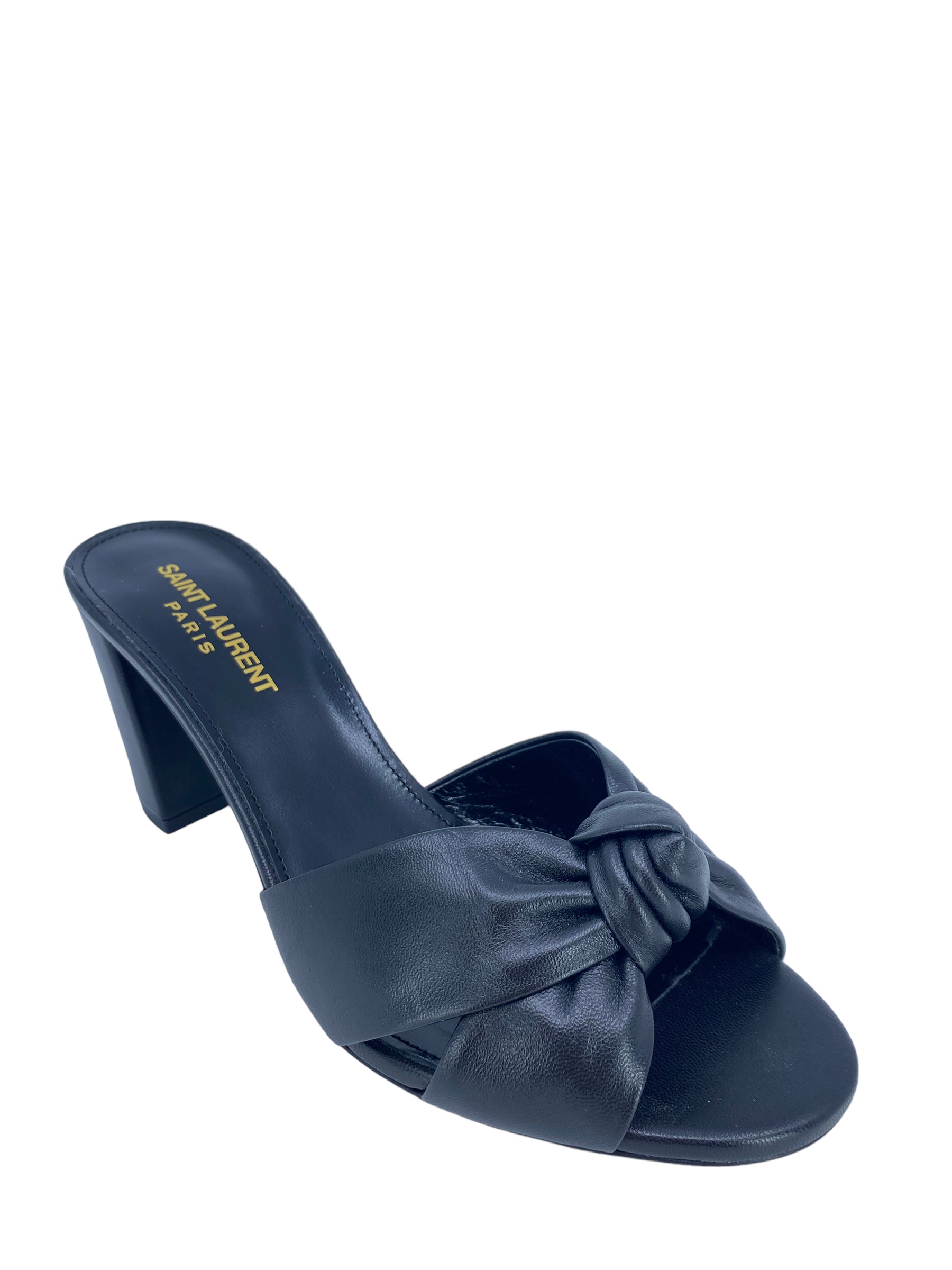 Saint Laurent Bianca Black Leather Mules Women's Size 7.5 - Luxury Slip-On Shoes for Casual Outings & Office Wear