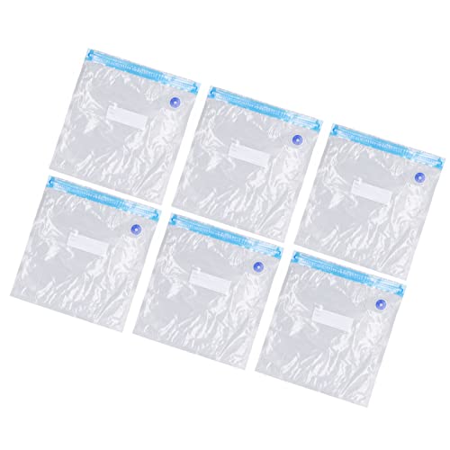 Vacuum Food Storage Bags - 6 Pack Reusable Space Saving Dustproof Bags for Fruits (22 x 21cm) - Perfect for Meal Prep, Camping & Kitchen Organization