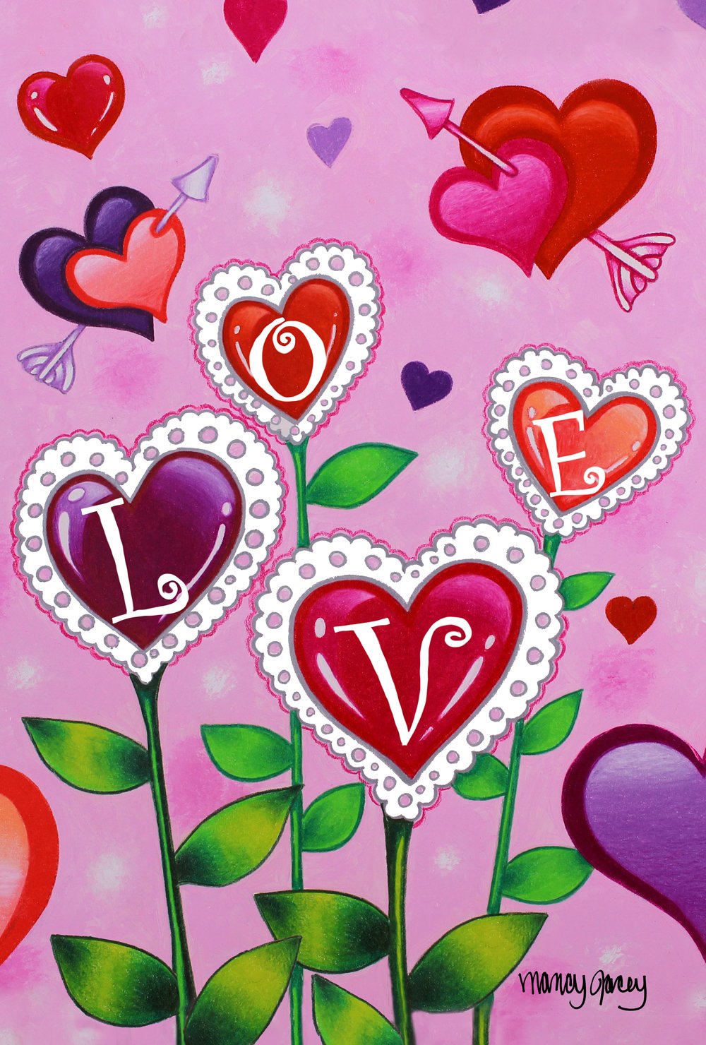 Toland Home Garden 12x18 Inch Double Sided Valentine's Day Garden Flag - Outdoor Yard Decoration for House, Porch & Lawn - Romantic Love Theme for Valentine's Day Celebrations