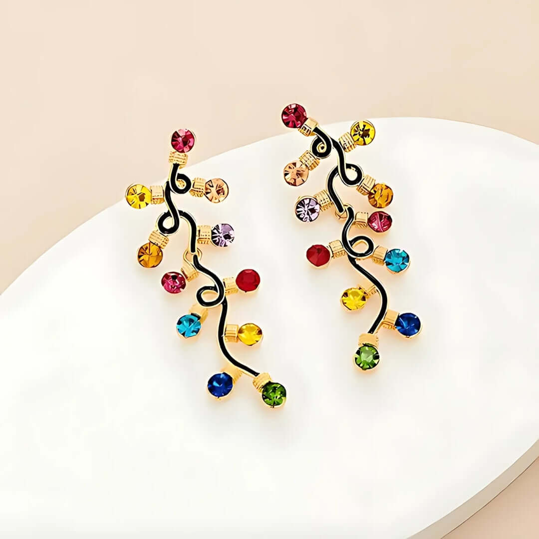 Festive Christmas Light Bulb Drop Earrings - Colorful Holiday Dangle Earrings for Women | Perfect for Christmas Parties, Gift Exchange & Festive Celebrations (D1240)