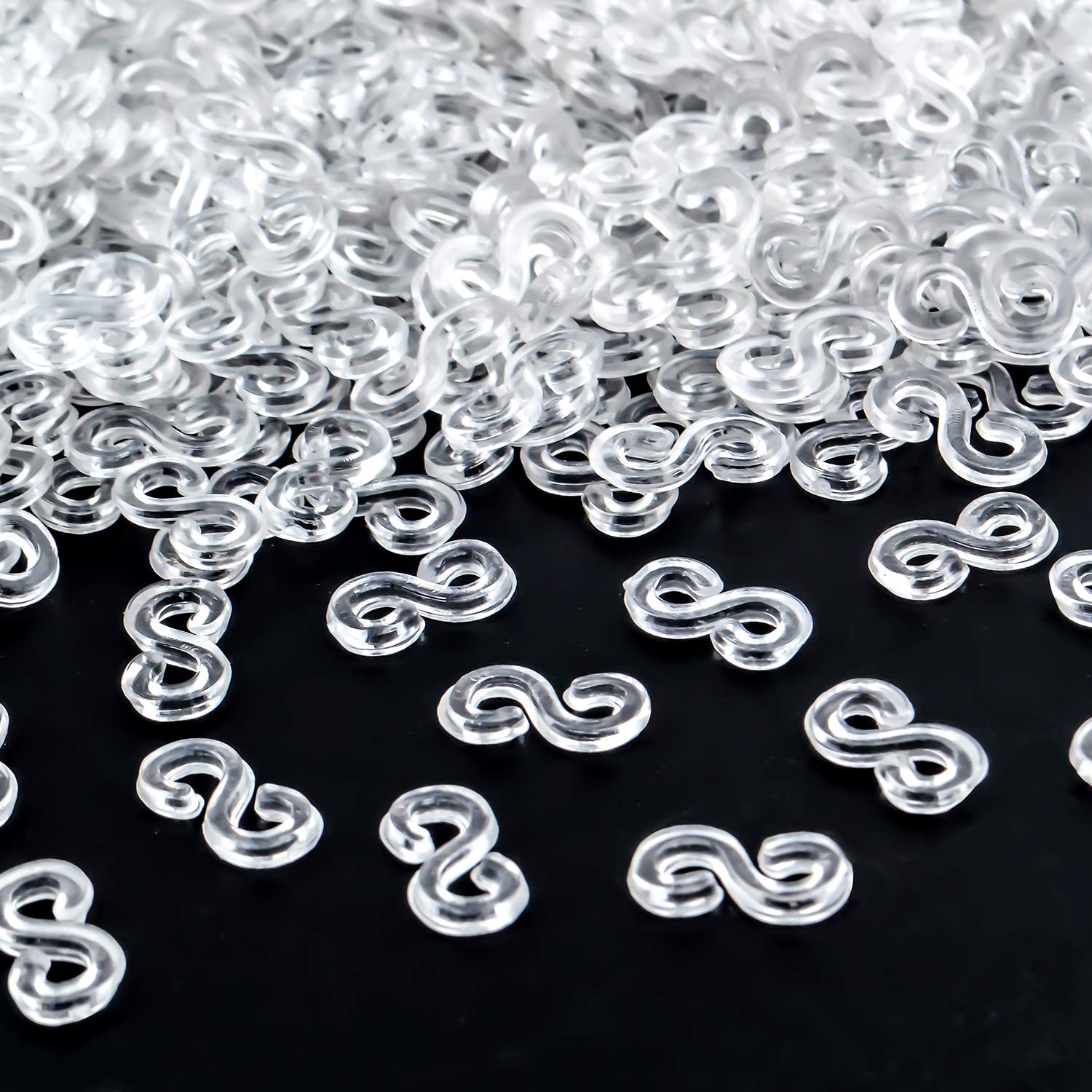 500-Piece Clear S Clips Rubber Band Connectors Kit - Plastic Loom Bands Clips for DIY Bracelet Making, Jewelry Crafting & Kids Art Projects