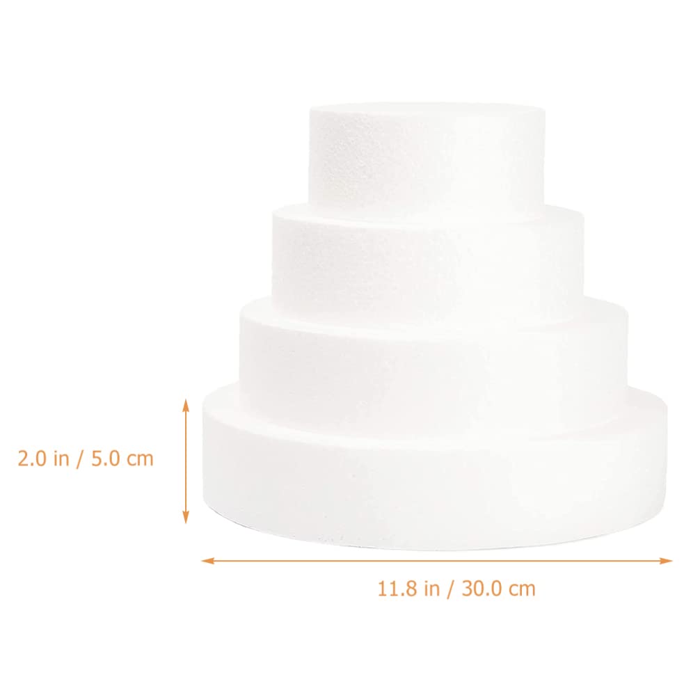 DOITOOL 4-Tier Round Foam Cake Dummies Set for Wedding & Decorating (6, 8, 10, 12 Inch White) - Perfect for Cake Decorating Practice, Wedding Displays & Arts & Crafts Projects