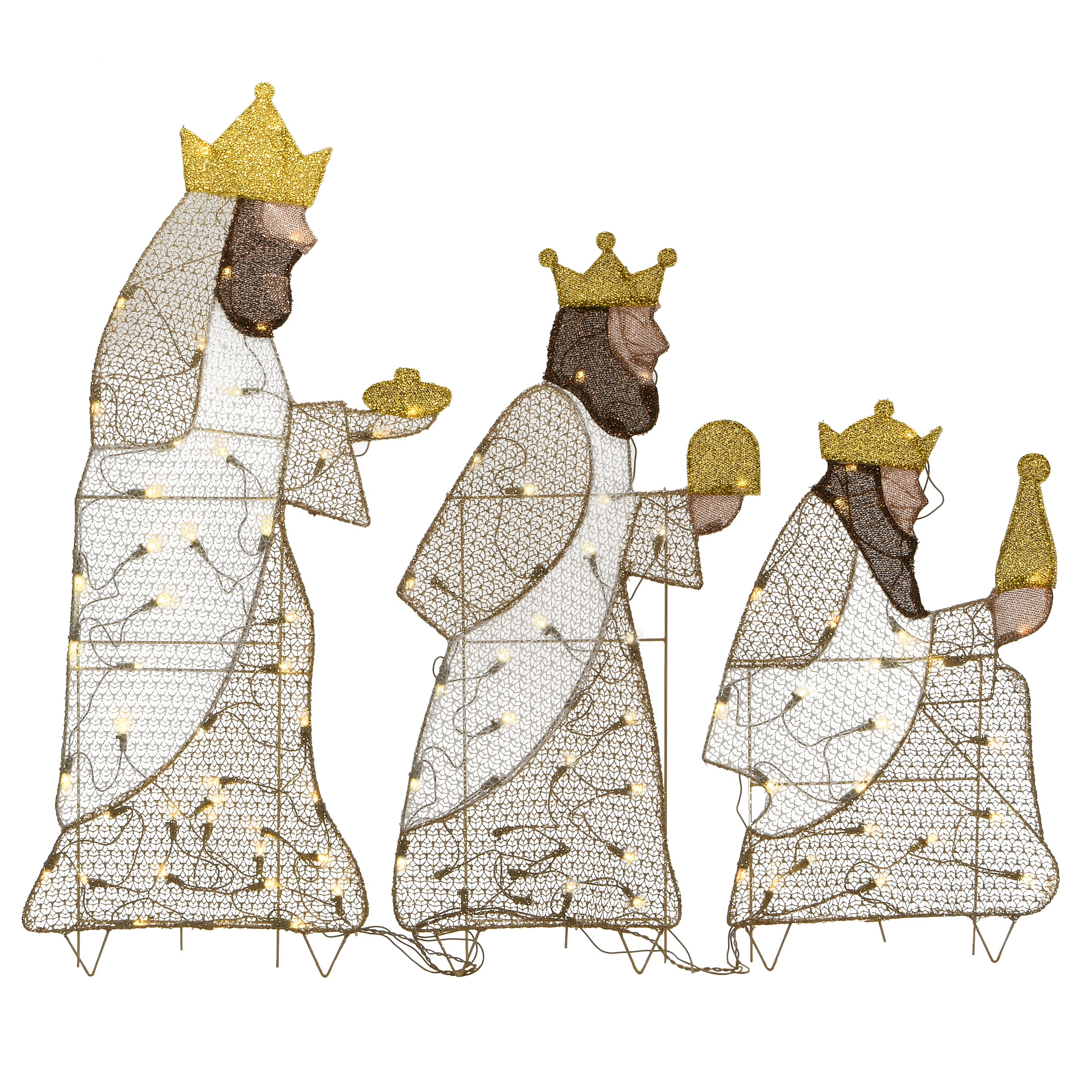 42 Inch Three Wisemen Nativity Scene with LED Lights - Perfect for Christmas Decorations, Home & Church Displays