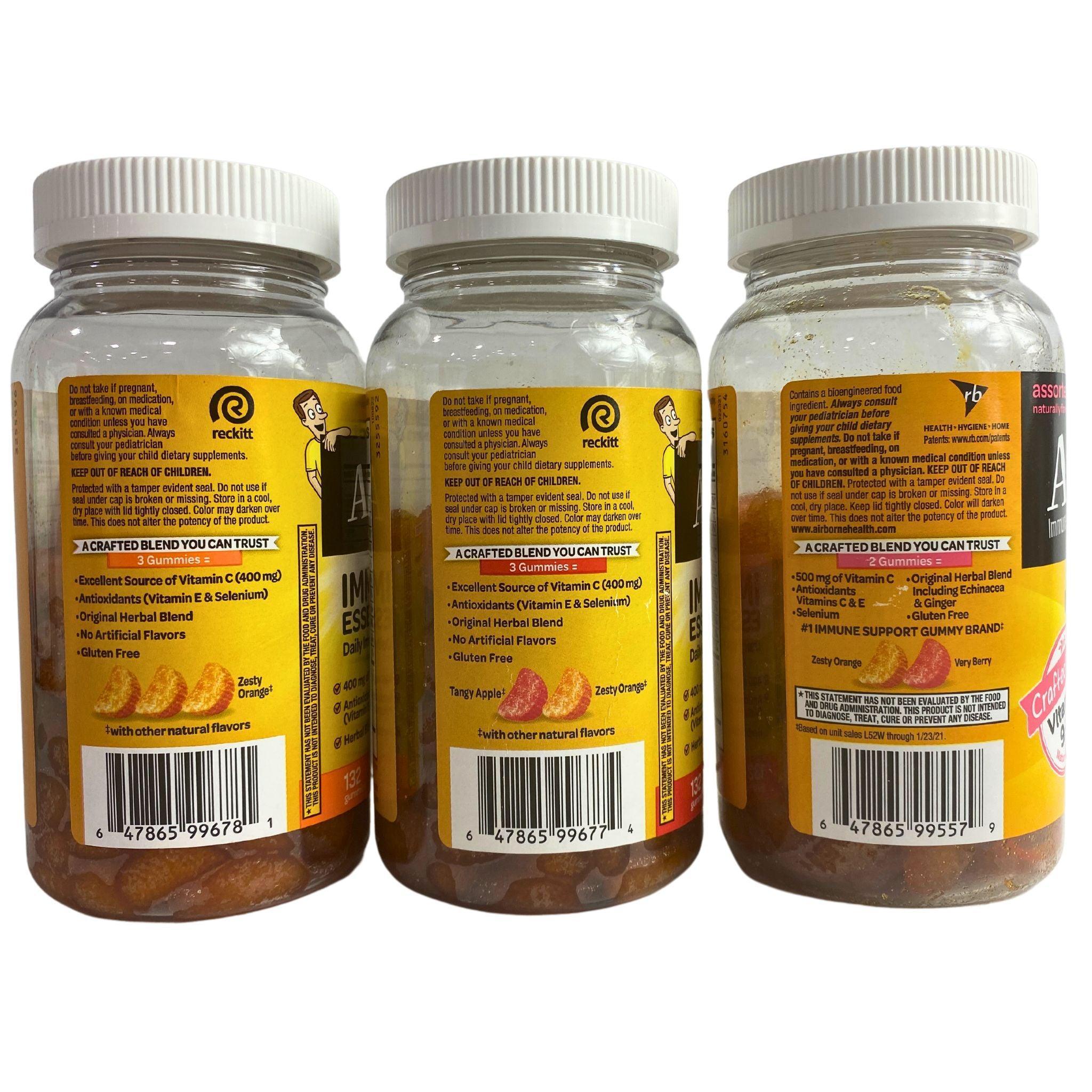 Airborne Gummies - Mixed Fruit Flavors (30 Count) - Immune Support & Vitamin C Boost - Perfect for Travel, Work & School