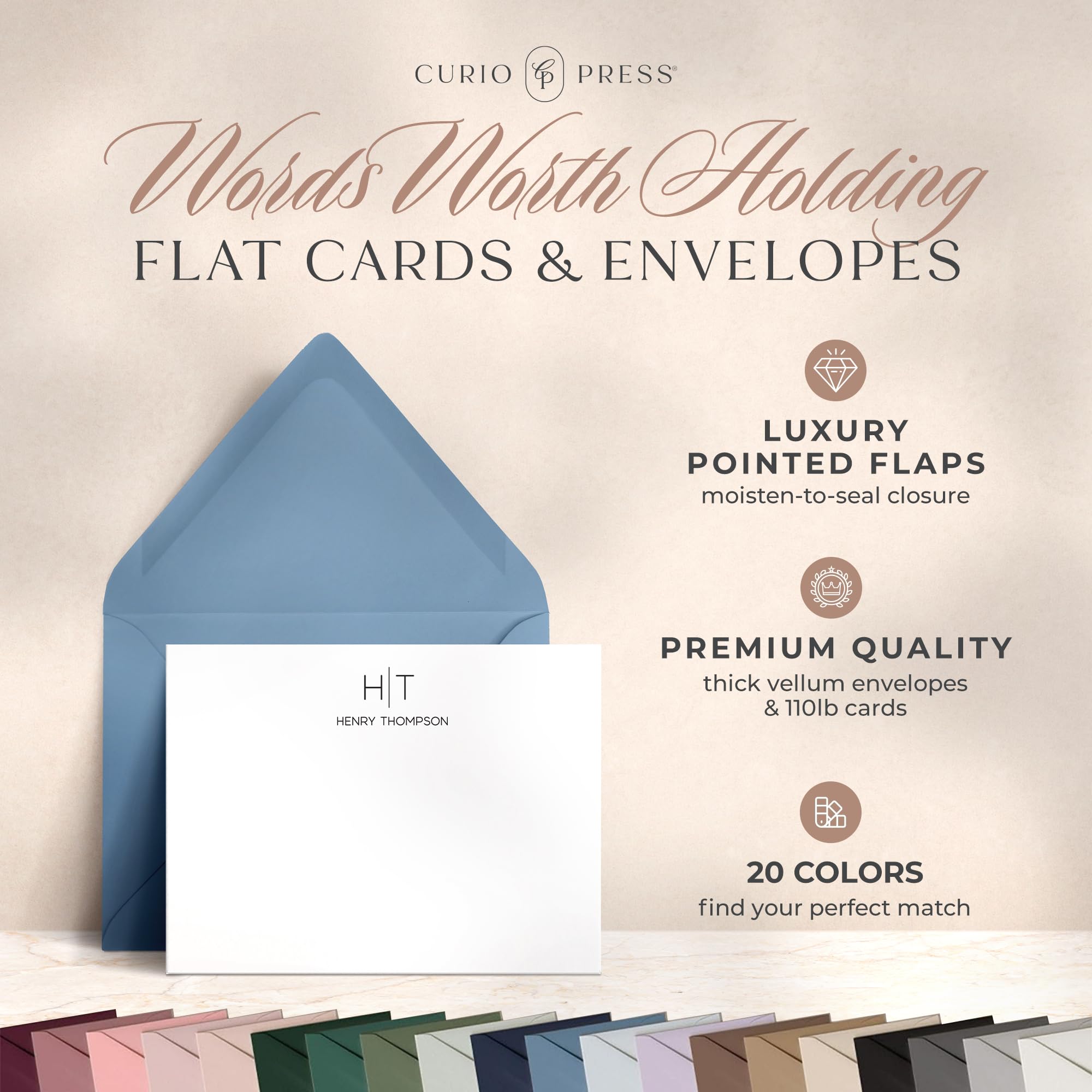 Custom Personalized Stationery Set - Handmade Monogram Note Cards with Envelopes, Thank You Cards & Thin Line Flat Design | Perfect for Wedding Invitations, Bridal Showers & Special Occasions