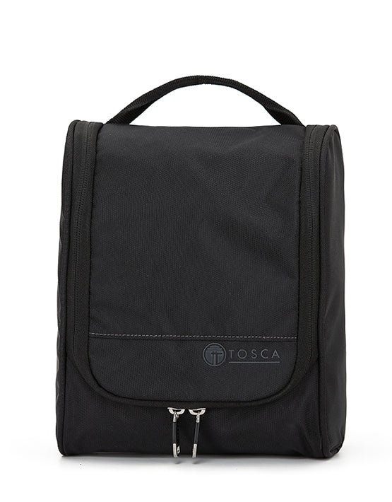 TOSCA TCA582 10-Inch Black Travel Organizer - Compact & Durable Travel Essentials Bag for Toiletries, Cosmetics & Accessories - Perfect for Airplane, Vacation & Business Trips