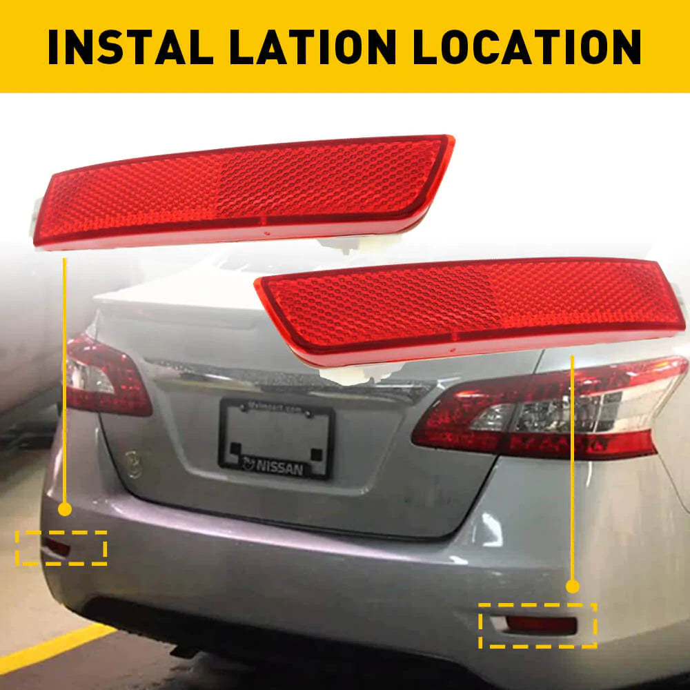 Pair of Rear Bumper Reflectors (Left & Right) for 2009-2018 Nissan and Infiniti Models - Enhanced Night Visibility & Safety Accessories for Parking and Low Light Conditions