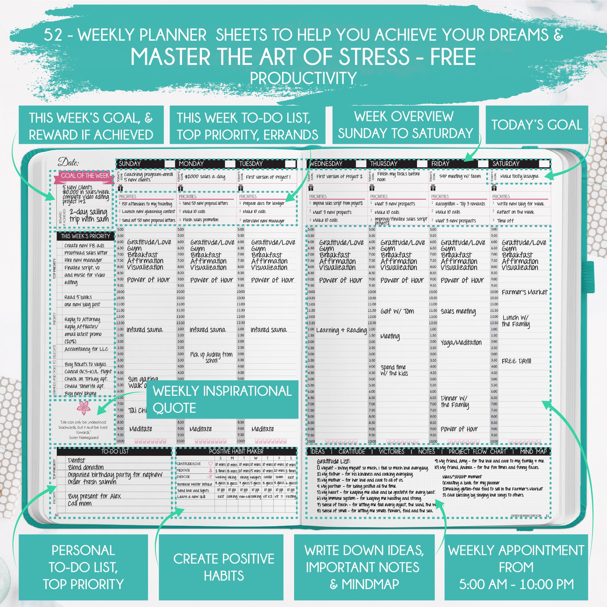 2025 Law of Attraction Planner - Productivity & Goal Setting Planner with Hourly, Weekly & Monthly Layouts | 12-Month Life Organizer, Gratitude Journal, Vision Board, Stickers & Gift Box | Perfect for Manifestation, Self-Improvement & Daily Planning