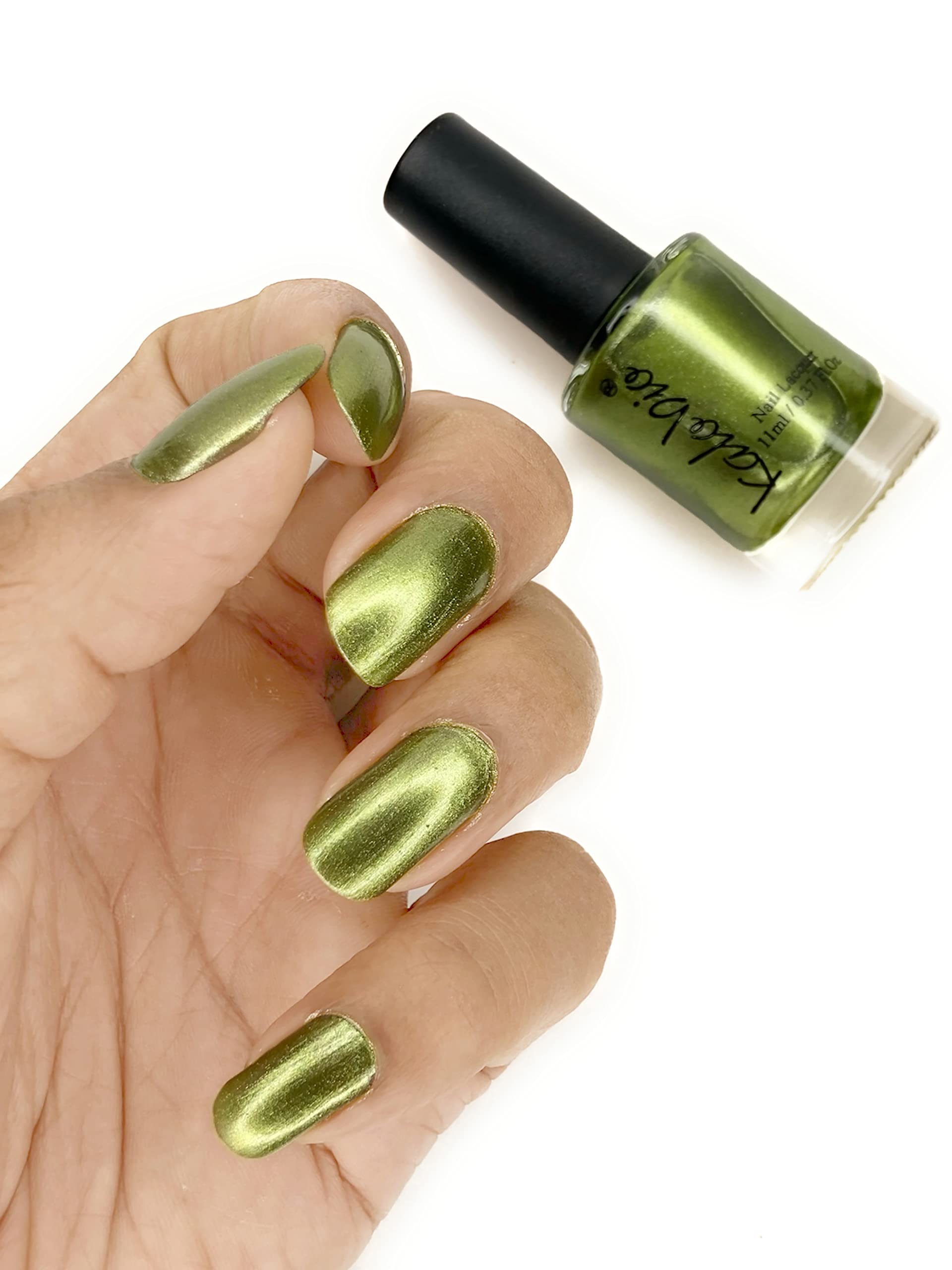 KALOBIO Metallic Finish Nail Polish - Venom Green M6, 10ml | High Shine Long Lasting Nail Enamel | Perfect for Parties, Halloween & Night Out Makeup Looks
