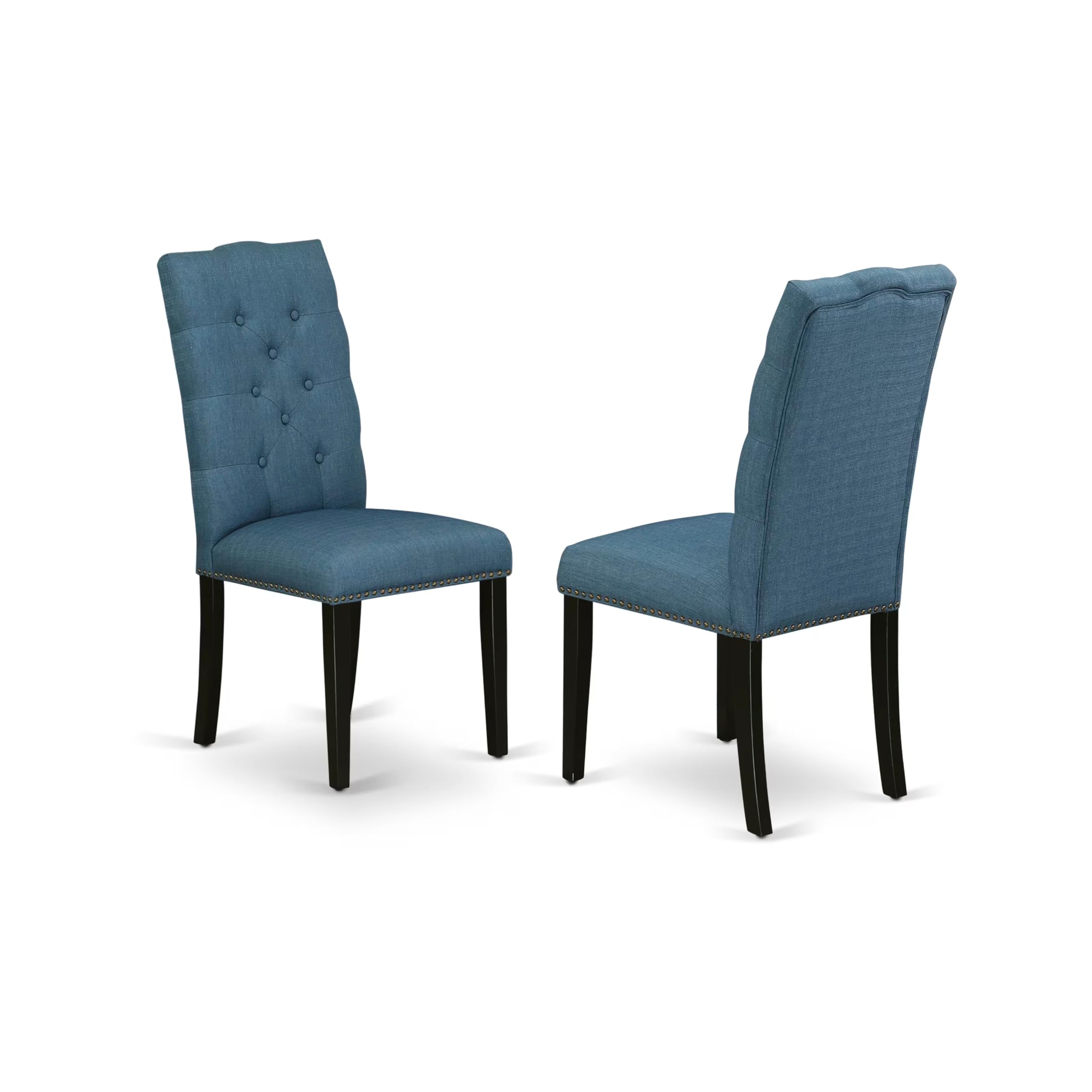 East West Furniture 5-Piece Dining Table Set for 4 - 40x72 Inch Rectangle Kitchen Table with X-Legs & 4 Blue Linen Fabric Chairs - Modern Dining Room Furniture for Small Spaces, Kitchen, Breakfast Nook & Apartment Dining Area
