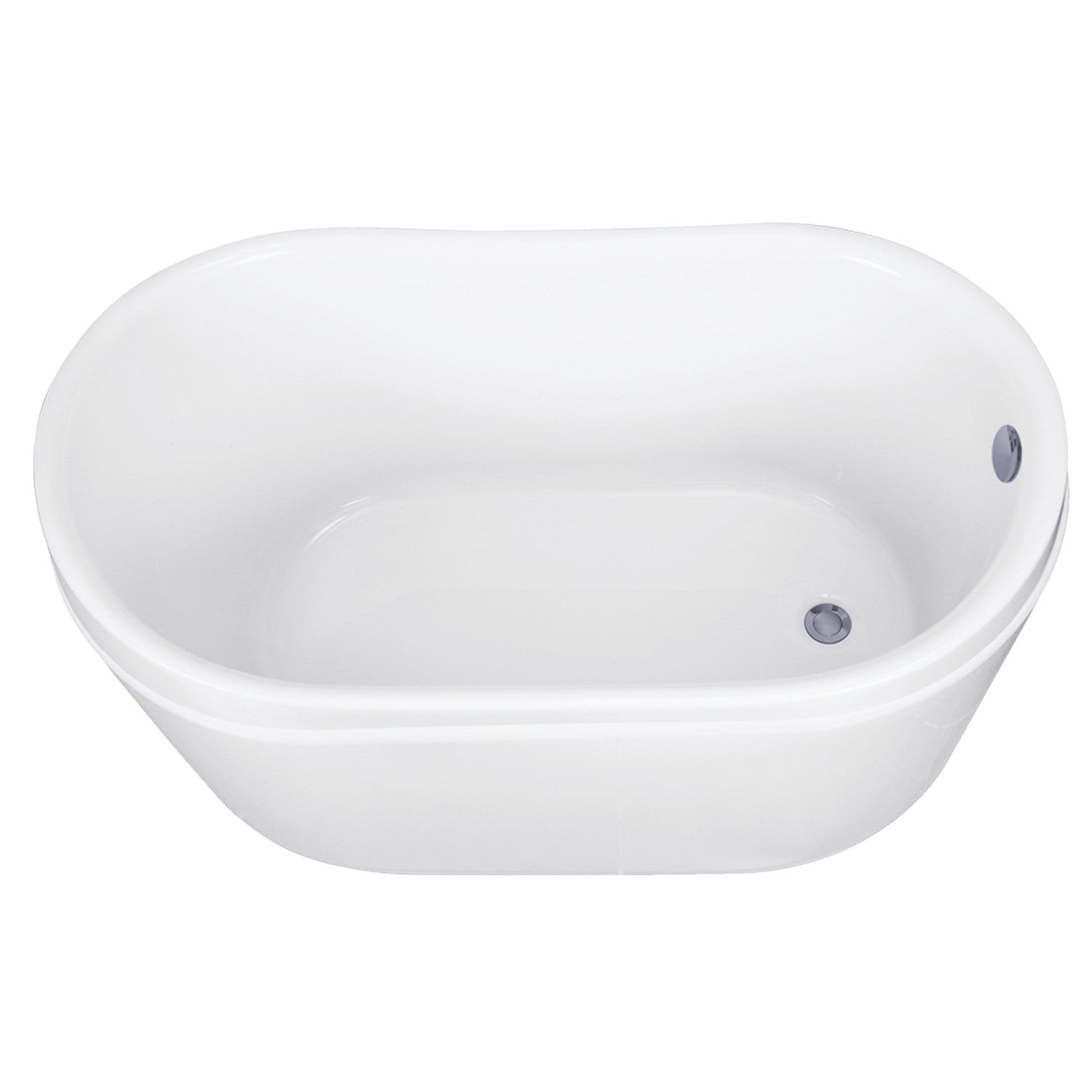 Aqua Eden 52 Inch Acrylic Oval Freestanding Bathtub - White Glossy Finish with Brushed Nickel Overflow/Drain - Double Slipper Design for Luxury Bathroom | Perfect for Master Bathroom, Spa Retreat & Relaxation