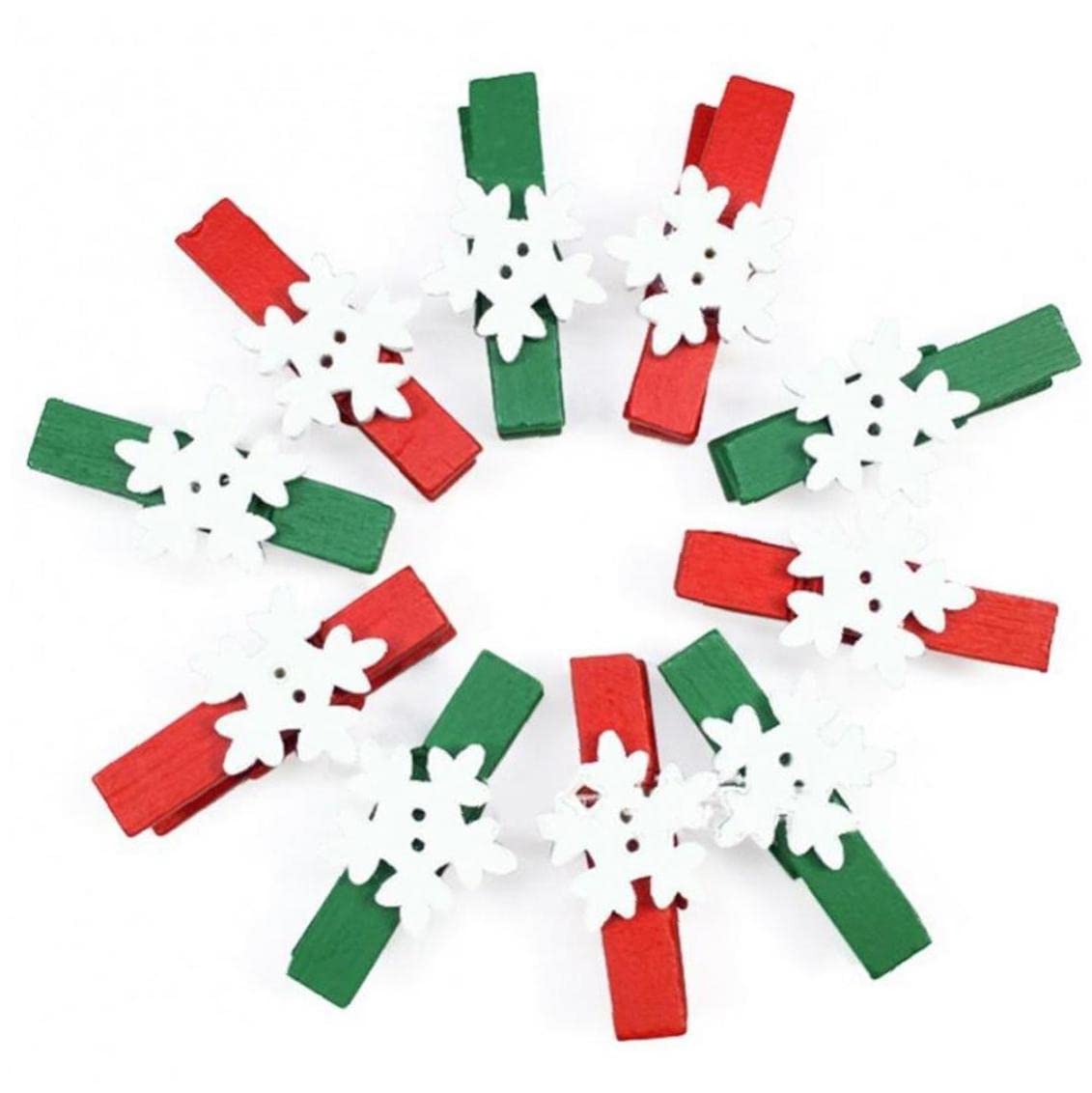 50pcs Christmas Snowflake Wooden Clips - Decorative Hemp Rope Photo Clothespins for Holiday Cards, DIY Scrapbooking & Party Decorations - Perfect for Xmas Tree Ornaments, Gift Wrapping & Home Decor