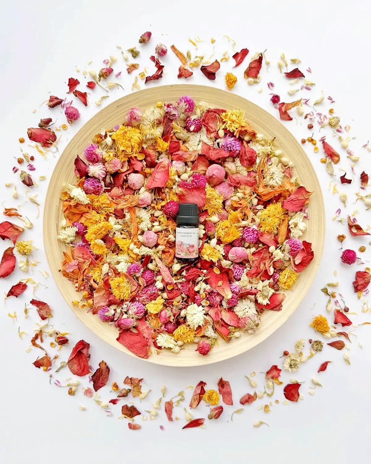 Pink Rose Scented Potpourri Bowl Filler with Dried Flowers - Natural Floral Mix of Rose, Chamomile, Jasmine & More for Home Decor | Perfect for Valentine's Day Gifts, Housewarming & Hostess Presents | Use in Bathrooms, Living Rooms & Bedrooms for Aromatherapy