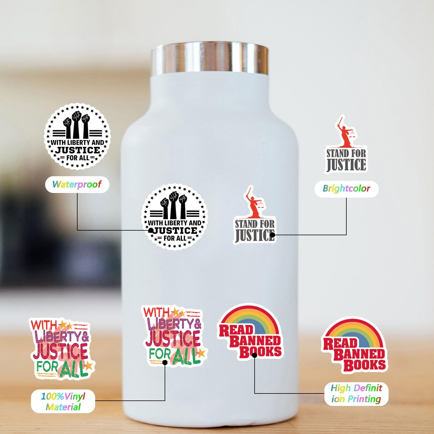 61Pcs Social Justice Stickers Pack - Cute Cartoon Vinyl Waterproof Decals for Water Bottles, Laptops, Phones, Skateboards - Perfect for Scrapbooking, Bumper Decor, Party Supplies - Ideal for Kids, Teens & Adults - Great for Social Awareness Events, School Projects & Activism Gear