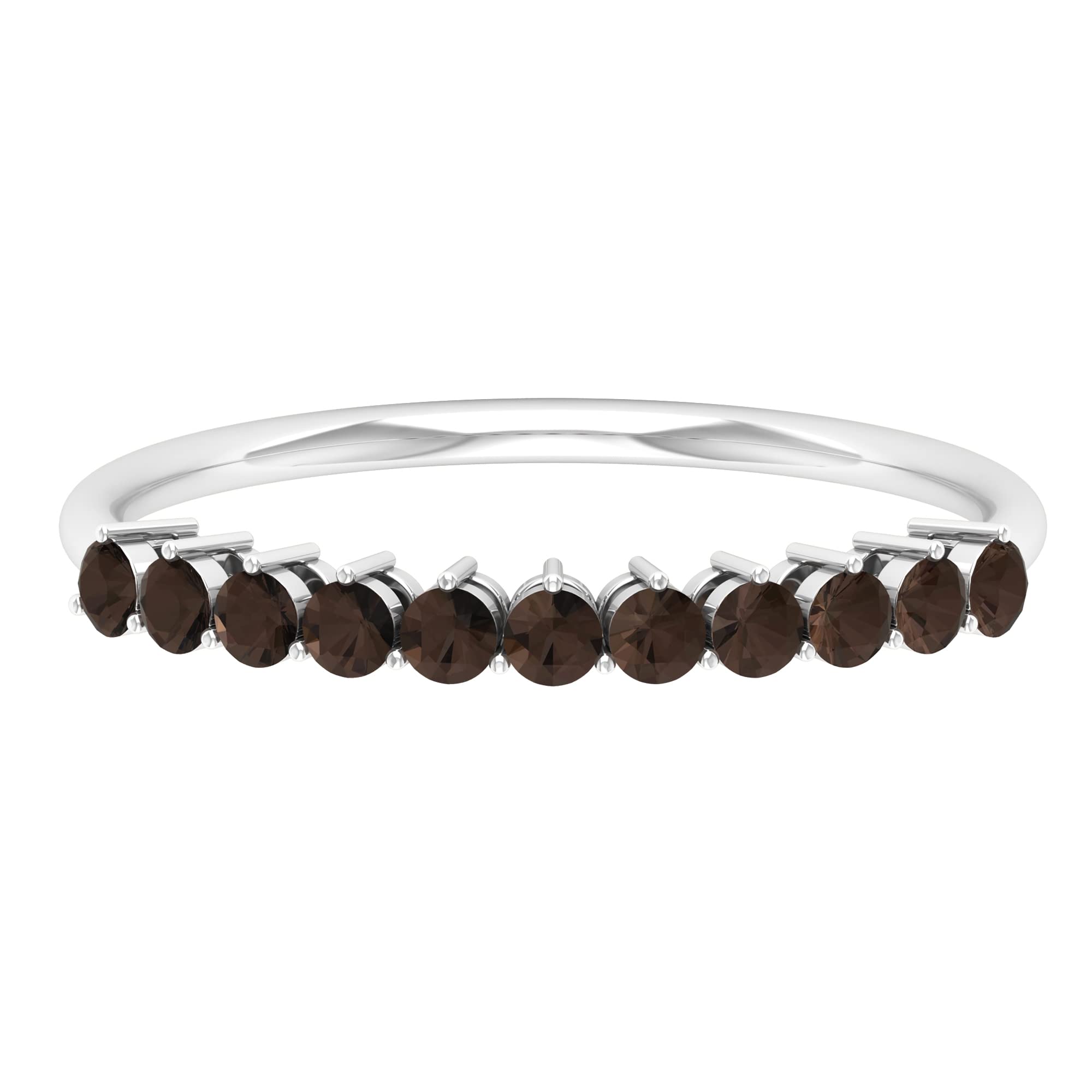 1/4 CT Smoky Quartz Ring for Women - 14K Solid Gold Brown June Birthstone Half Eternity Band | Elegant Jewelry Gift for Anniversary, Birthday & Special Occasions