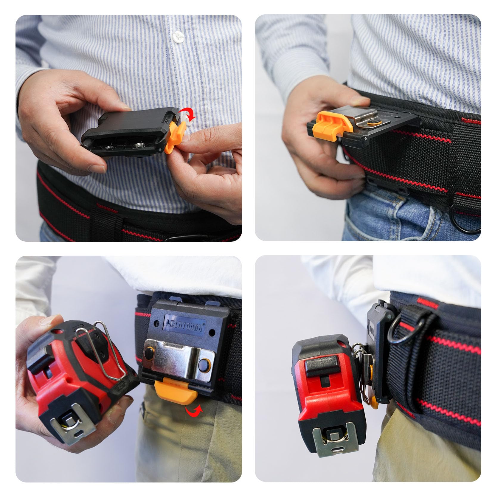 Best MELOTOUGH Tape Measure Holder - Durable Measuring Tape Holster & Clip for Tool Belt, Pocket, or Pants - Perfect for Construction, Carpentry & DIY Projects