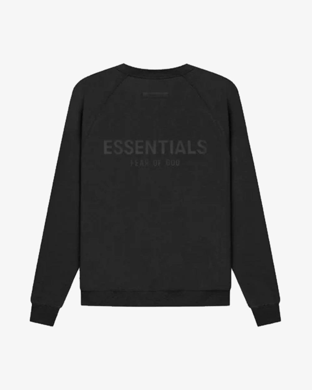 FOG ESSENTIALS SS21 Black Crewneck Sweatshirt with Silicon Applique Logo - Streetwear Fashion for Men & Women | Perfect for Casual Outfits, Layering, and Urban Style