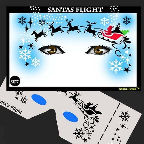 Santa's Flight Stencil - SE77 Reusable Eye Stencil for Christmas Decorations, DIY Crafts, and Holiday Face Painting