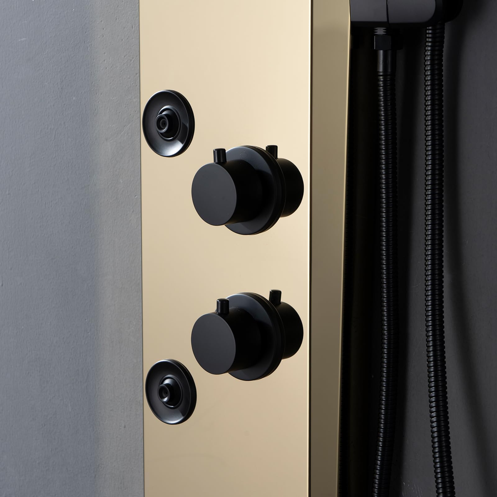 Premium BWE Stainless Steel Shower Panel Tower System - 3-in-1 Multi-Function Shower Panel with Rainfall Shower Head, Massage Body Jets & Handheld Spray - Wall Mounted Polished Gold Shower Column for Luxury Bathroom & Spa Experience