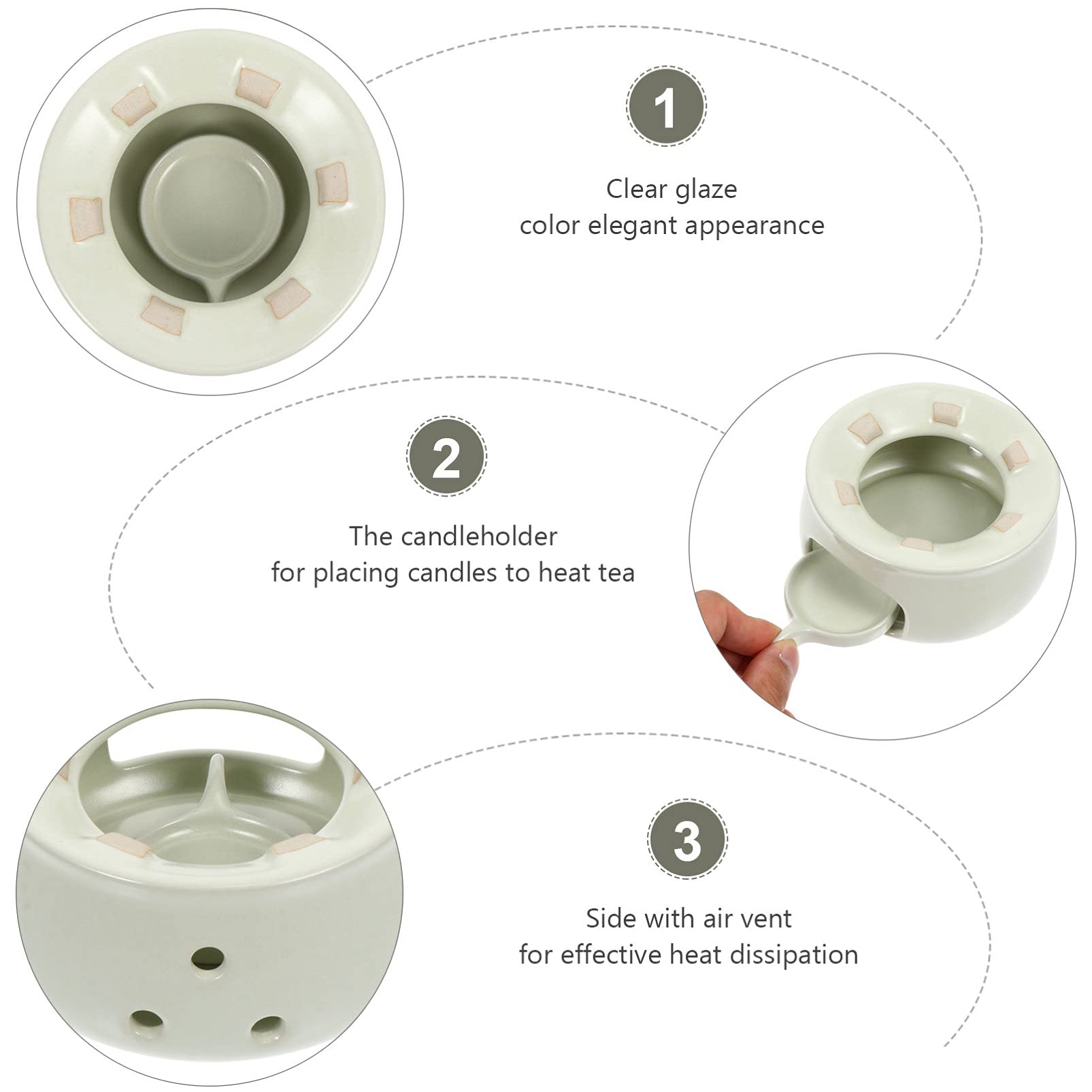 Hemoton Ceramic Tea Warmer Mug - Portable Fuel Oil Cup Warmer for Coffee, Hot Chocolate & Beverages - Perfect for Office, Home & Outdoor Use