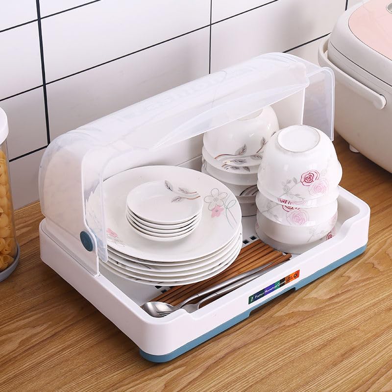 ORIGINAL MART Dish Drying Rack with Lid - Large Capacity Kitchen Storage Organizer, Multi-Functional Drainer Basket for Dishes, Utensils & Small Items - Perfect for Countertop, Cupboard & Pantry Organization