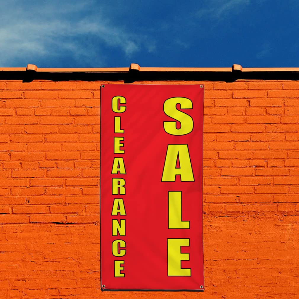 Vertical Vinyl Banner - Weatherproof Outdoor Business Sign with 8 Grommets (96x48 Inches) - Multiple Sizes Available for Industrial & Yard Use - Perfect for Sales Events, Grand Openings & Promotional Displays