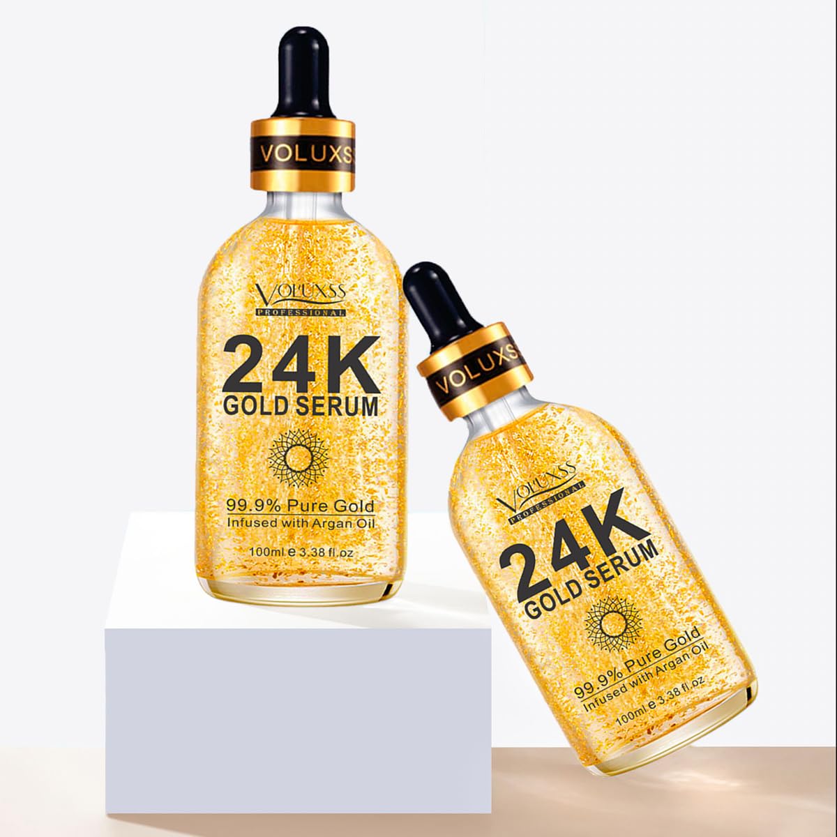 24K Gold Face Serum - Brightening & Anti-Aging Treatment with Vitamin C, Hyaluronic Acid & Argan Oil | Dark Spot Corrector, Fine Line Reducer | Korean Skincare Glow Booster | Perfect for Night Routine & Daily Hydration