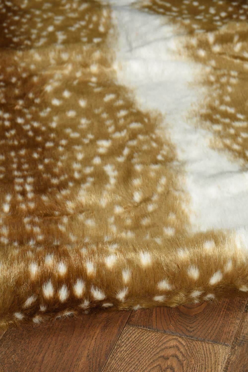 Linon Transitional Faux Cow Hide Area Rugs - Beige Finish, Non-Slip, Soft & Durable - Perfect for Living Room, Bedroom, or Office Decor