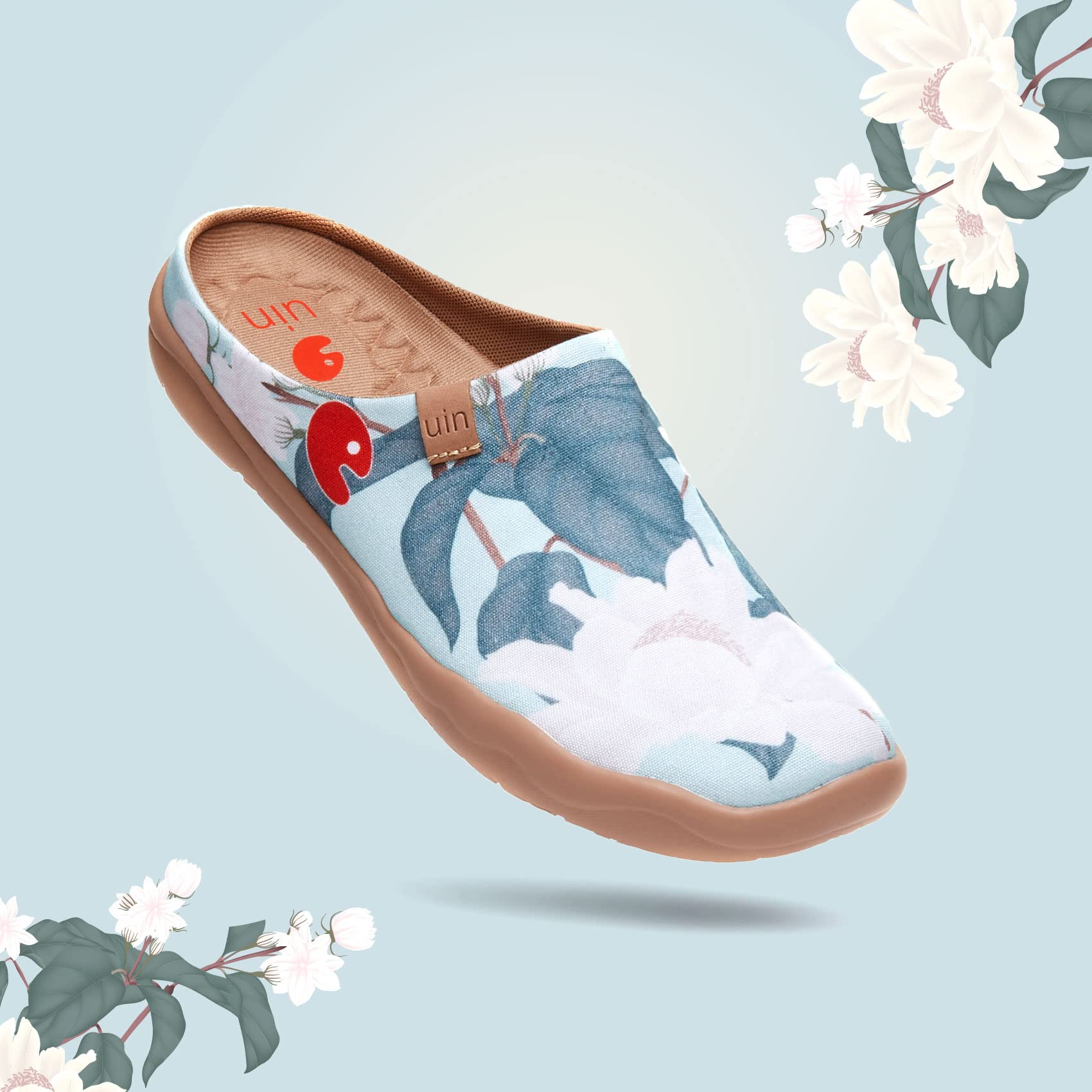 UIN Women's Slip On Mules - Comfortable Flat Lightweight Clogs with Wide Toe for Travel & Casual Wear | Art Painted Malaga Series | Perfect for Walking, Shopping & Beach Vacations