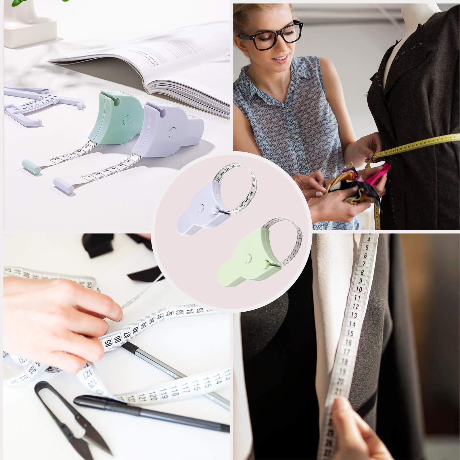 2-Pack Retractable Body Measuring Tape - Accurate Soft Tape Measure for Weight Loss, Tailoring, Sewing & Fitness | Perfect for DIY Crafts, Clothing & Health Tracking