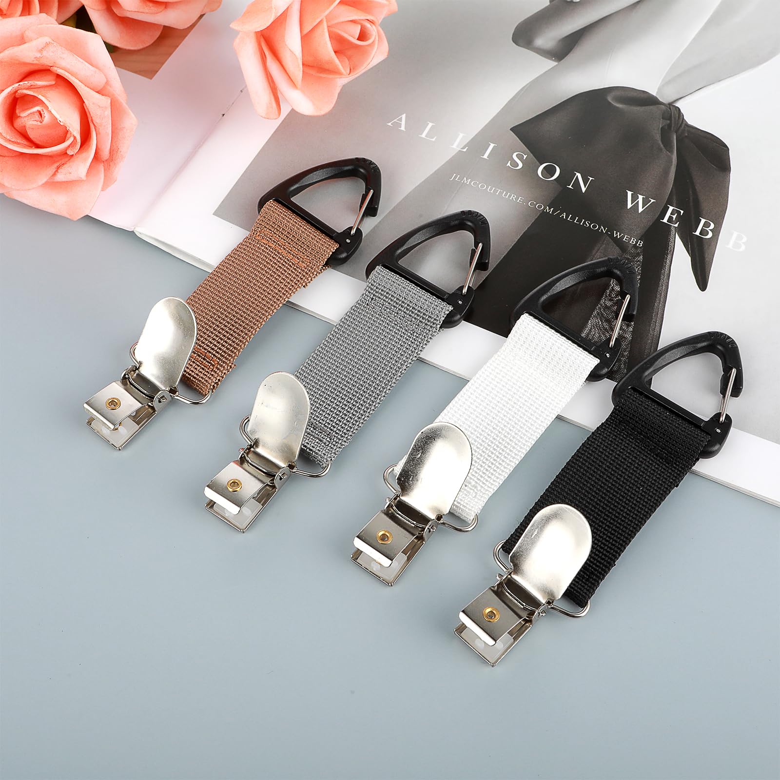 4Pcs Travel Hat Clip - Elastic Hat Holder for Purse, Hands-Free Bag Accessory for Traveling, Backpacks, Purses & Luggage - Perfect for Outdoor Adventures & Airplane Travel