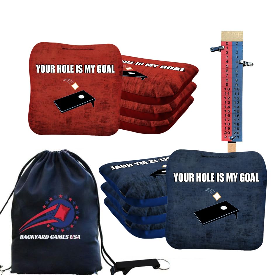 BackYardGamesUSA Professional Cornhole Bags Set of 8 - Regulation Tournament Cornhole Bean Bags with Slick & Stick Technology for Outdoor Games, Tailgating, and Backyard Parties