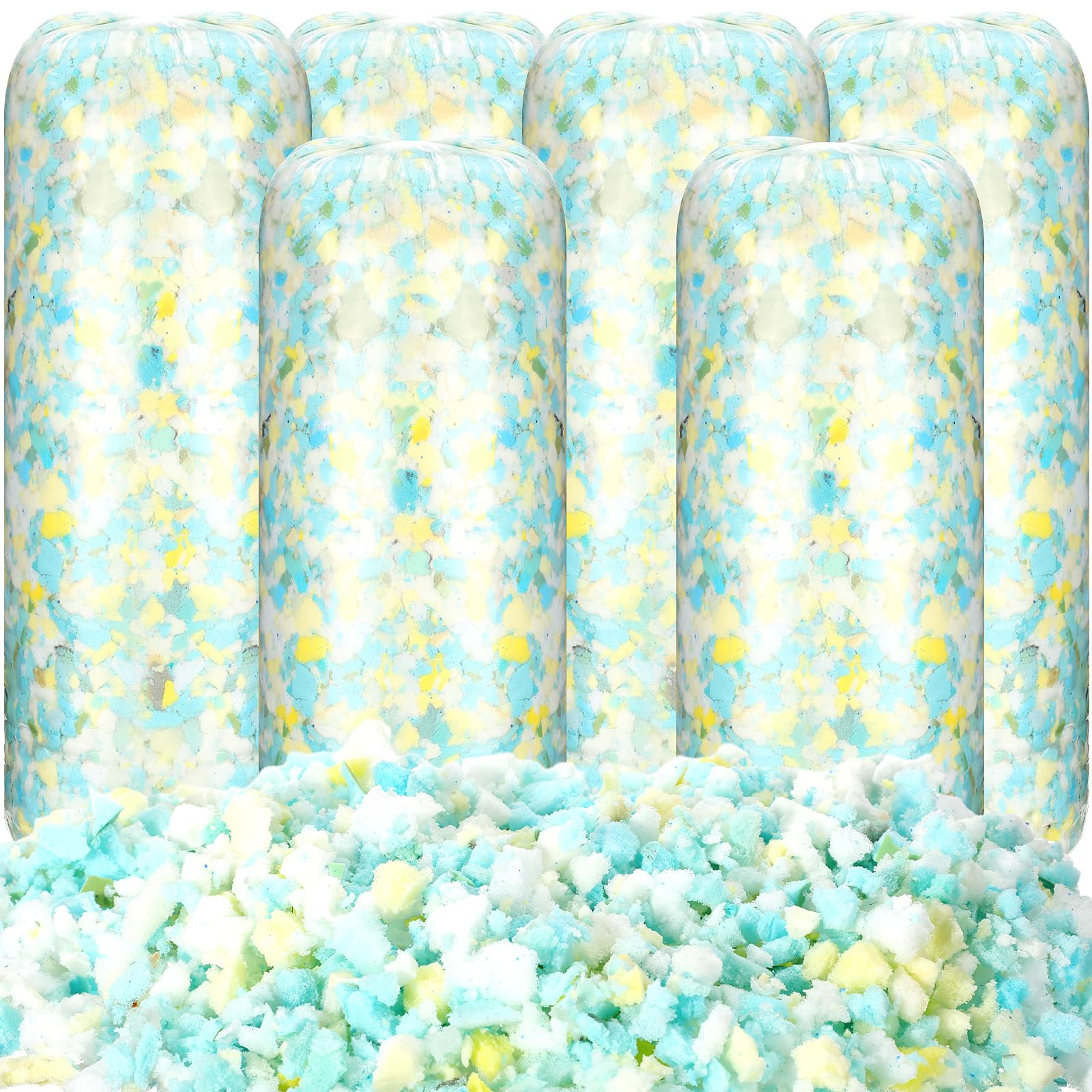 Frienda 6 Pack 30 Lbs Shredded Memory Foam Bean Bag Filler - Soft Bulk Stuffing for Bean Bag Chairs, Stuffed Animals, Pillows, Cushions & Dog Beds - 5 Lbs Per Pack - Perfect for Home, Office & Kids Playroom Comfort