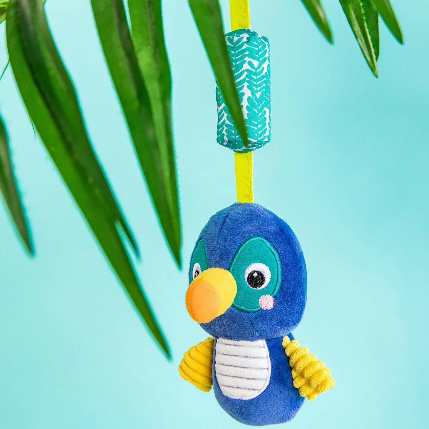 Bright Starts Chime Along Friends On the Go Toucan - Musical Baby Toy for Strollers & Car Seats, Fun Developmental Toy for Infants & Toddlers