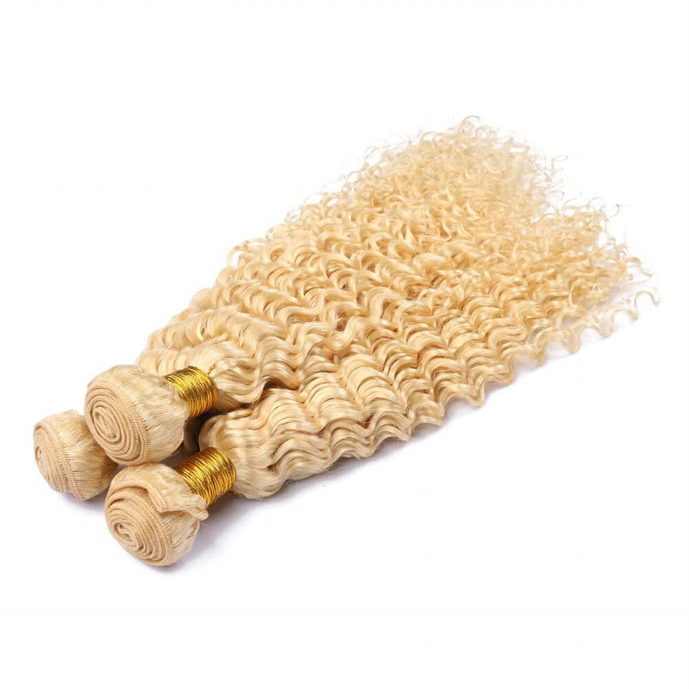 613 Blonde Deep Wave Human Hair Weft Extensions - Unprocessed 30