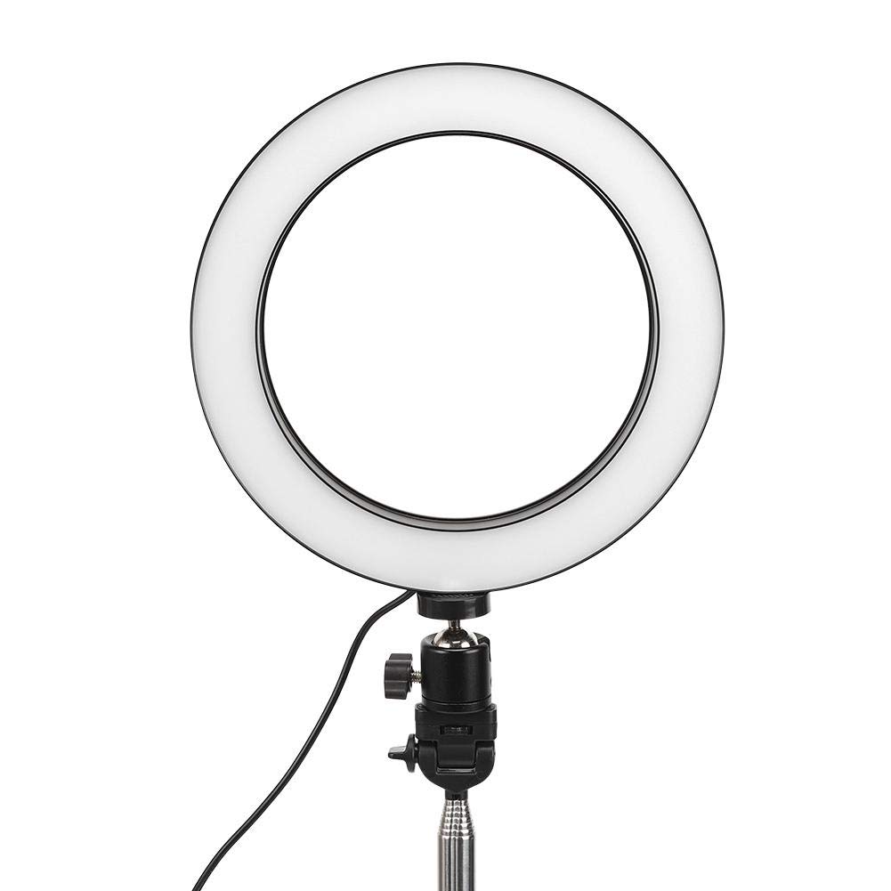 Qiilu 20cm LED Ring Light with Tripod - 3200K-5500K Dimmable USB Photography Light for Selfies, Makeup, YouTube Videos & Live Streaming | Aluminum Alloy Construction, Includes Selfie Stick