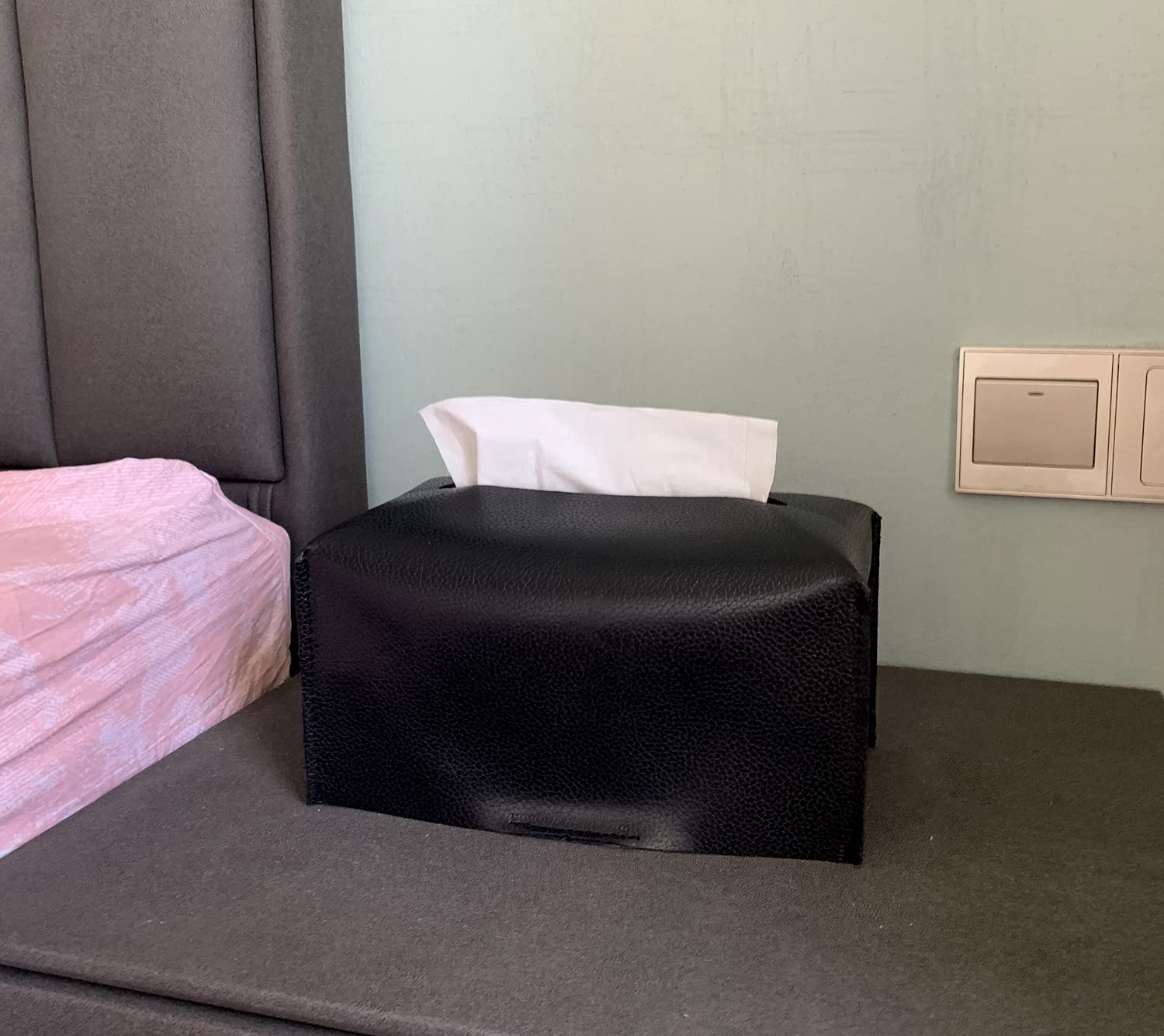 Wanty PU Leather Tissue Box Cover - Decorative Rectangular Tissue Holder for Bathroom, Vanity, Office Desk & Nightstand (10.23