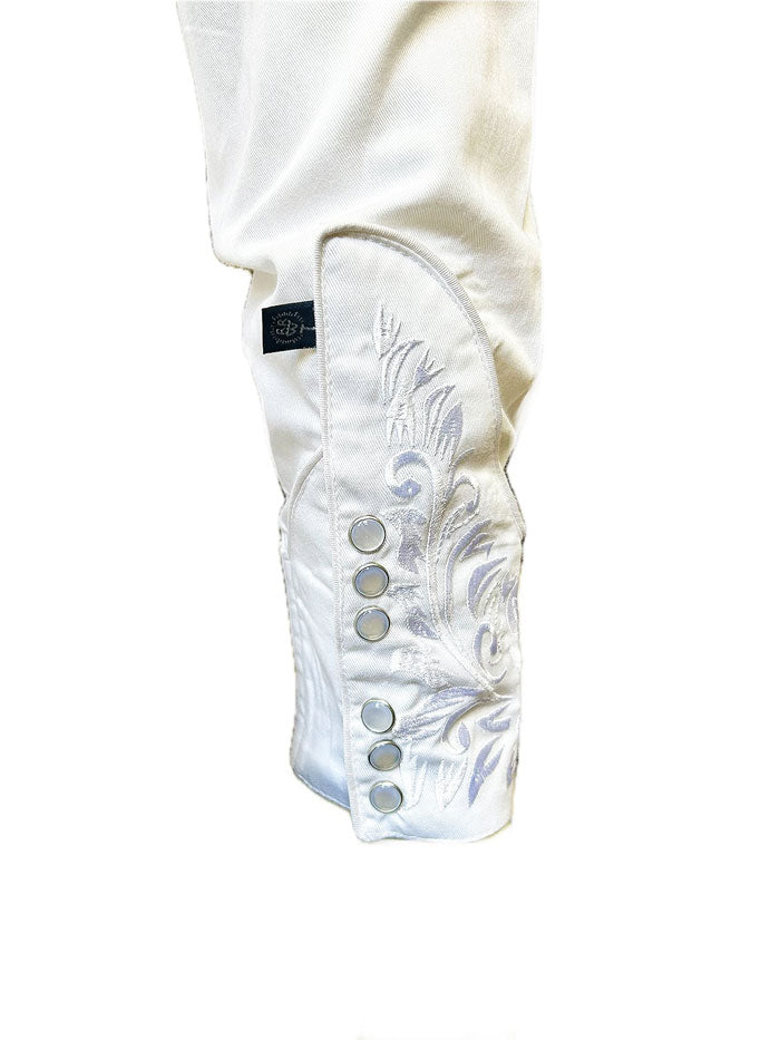 Rockmount 6859 WHT Men's Vintage Tooling Embroidered Western Shirt White - Classic Cowboy Style for Rodeo, Country Music & Western Fashion